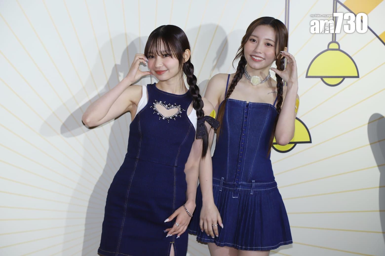 COLLAR成員Day和Ivy So現身銅鑼灣出席韓式炸雞店開幕活動。(羅錦鴻攝)