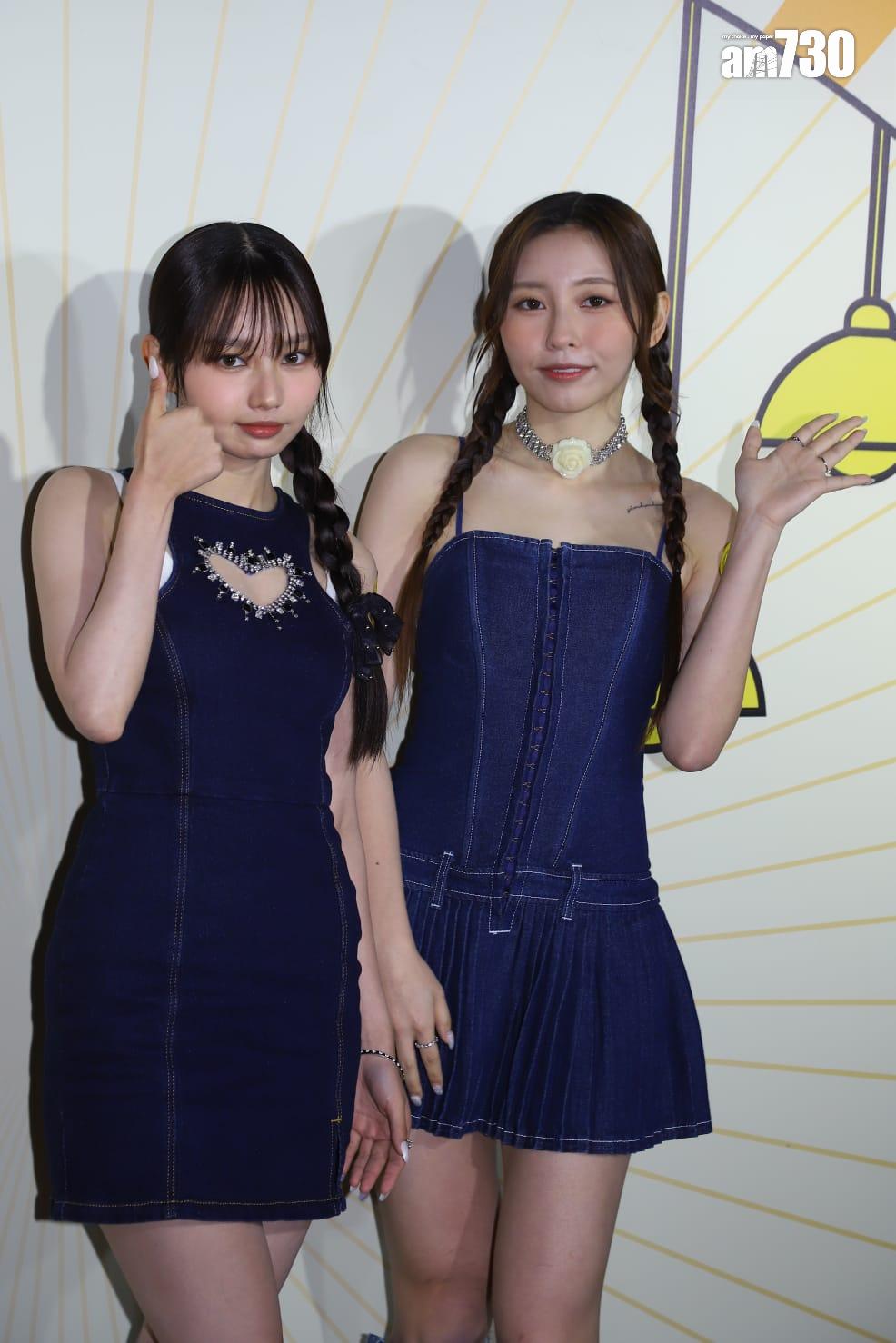 COLLAR成員Day和Ivy So現身銅鑼灣出席韓式炸雞店開幕活動。(羅錦鴻攝)