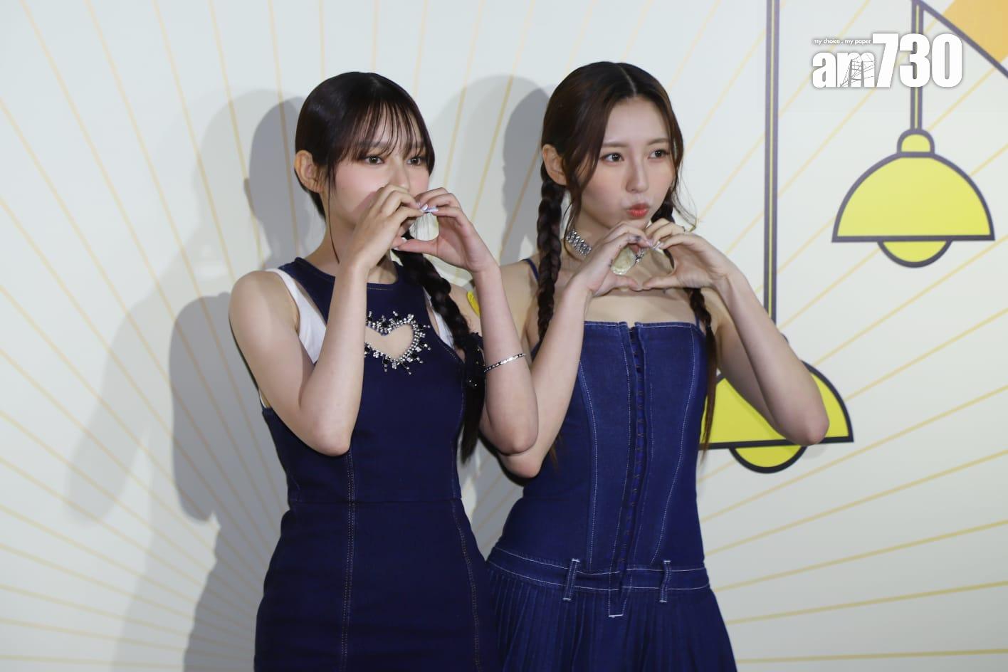 COLLAR成員Day和Ivy So現身銅鑼灣出席韓式炸雞店開幕活動。(羅錦鴻攝)