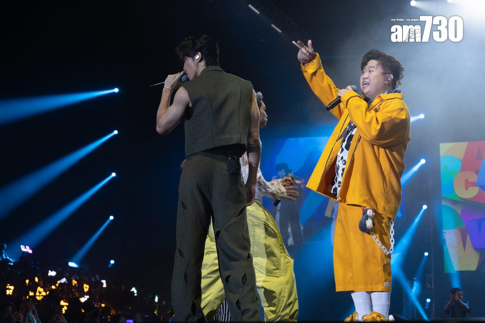 擅長跳唱的肥仔在《Katch the POP》音樂會與MIRROR有不少crossover。(蘇文傑攝)