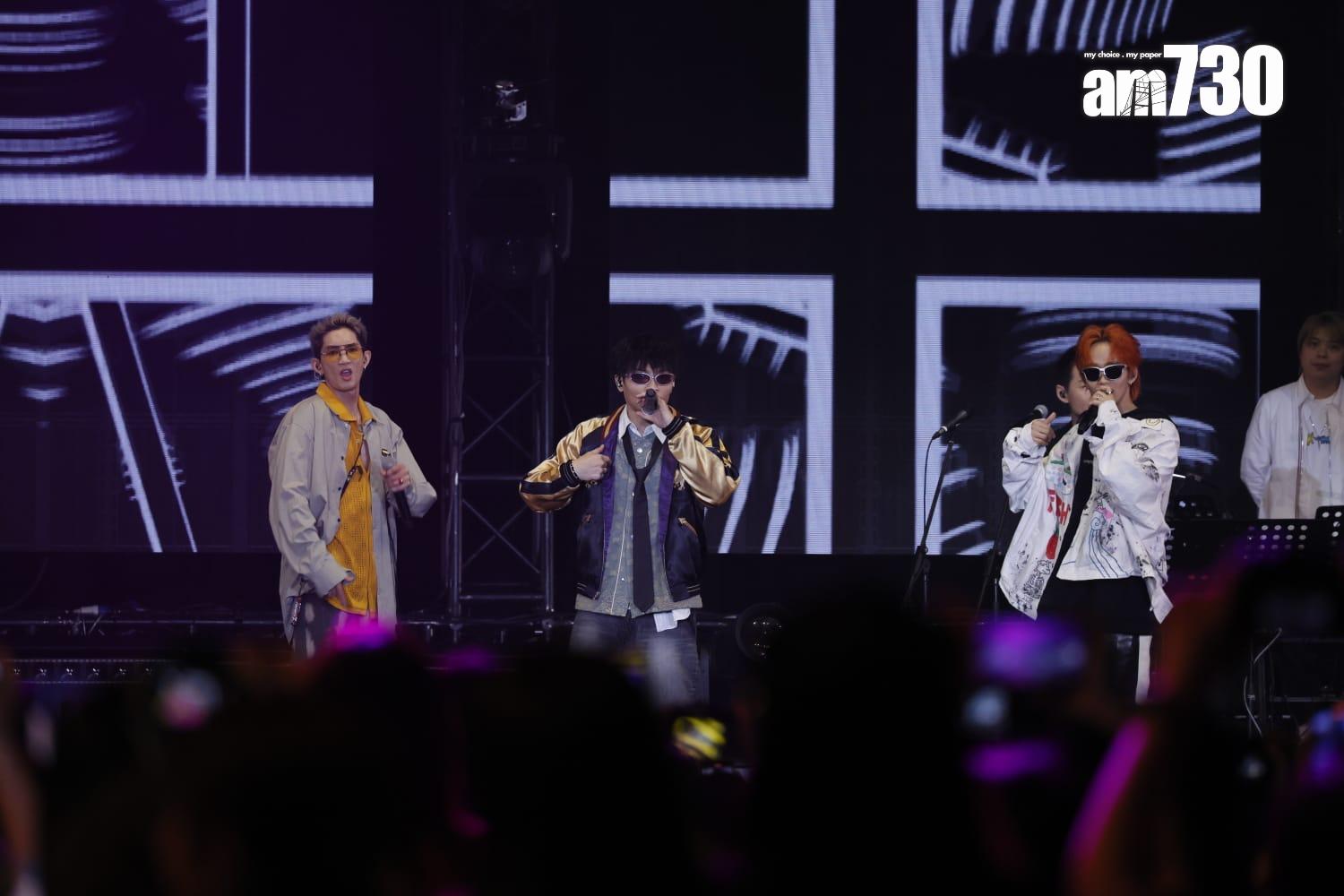 「無悔三兄」Lokman、Alton和Dee哥在《Katch the POP》音樂會合唱唱新歌。(蘇文傑攝)