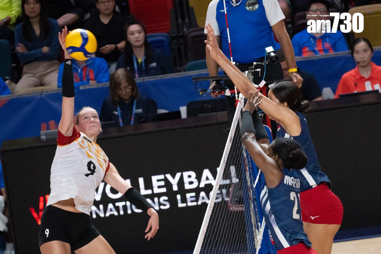 德國女排在另一場不敵多明尼加共和國。(陳奕釗攝)