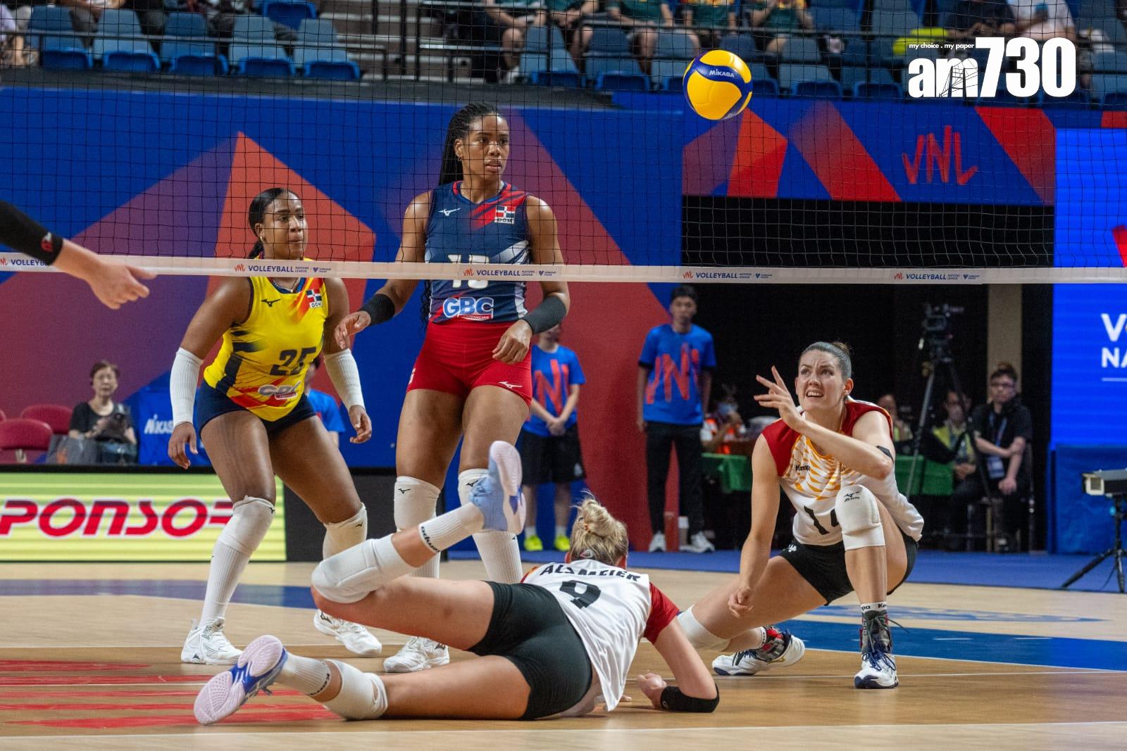 世界女排聯賽香港站|多明尼加以局數3︰1擊敗德國。(陳奕釗攝)