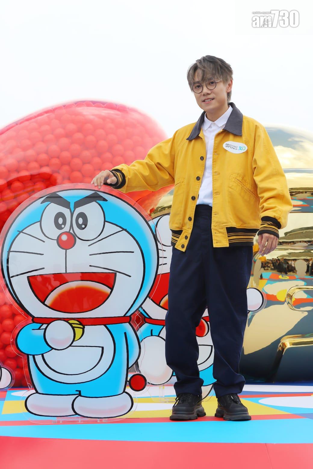林家謙出席《100%多啦A夢&FRIENDS》展覽活動。(羅錦鴻攝)