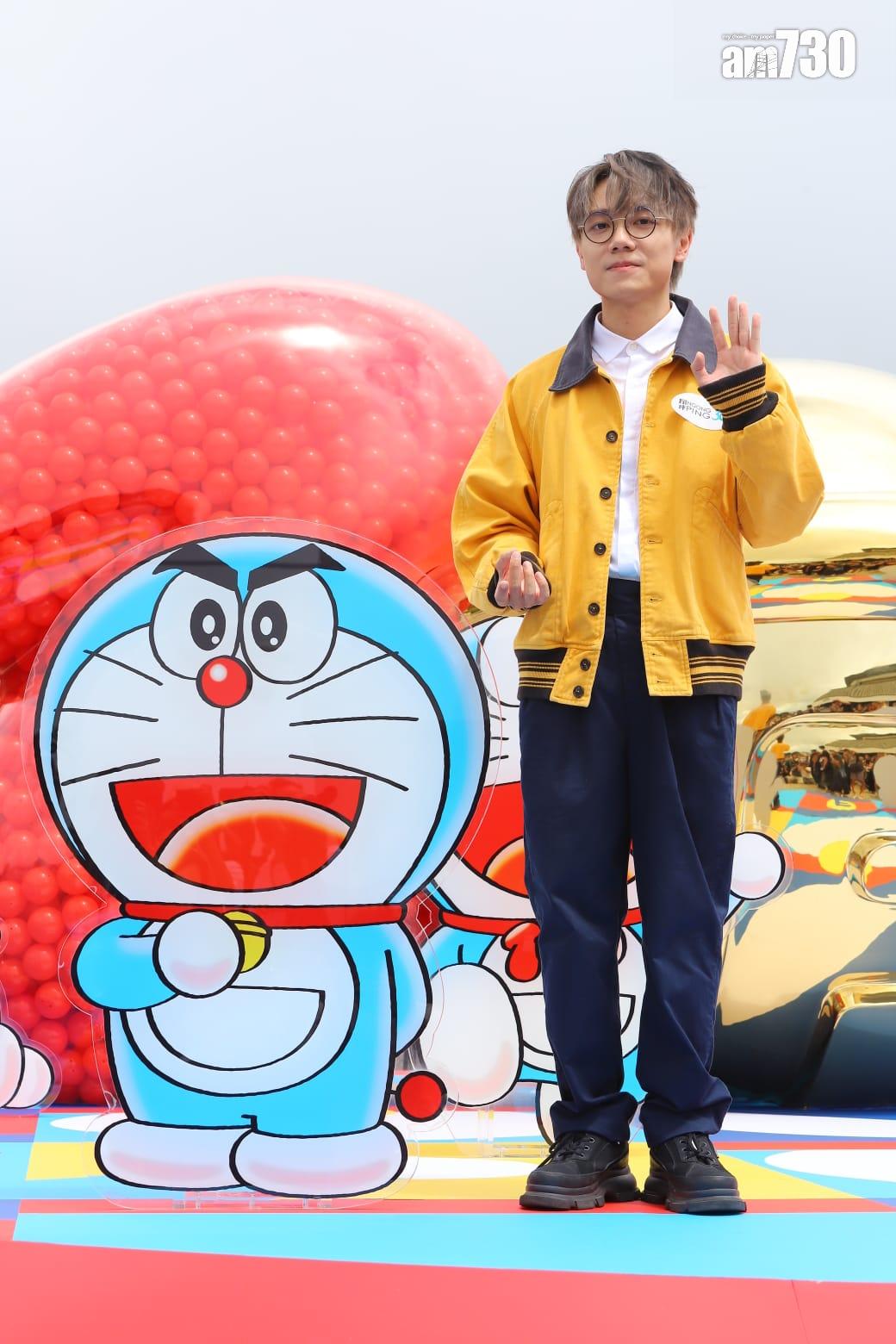 林家謙出席《100%多啦A夢&FRIENDS》展覽活動。(羅錦鴻攝)