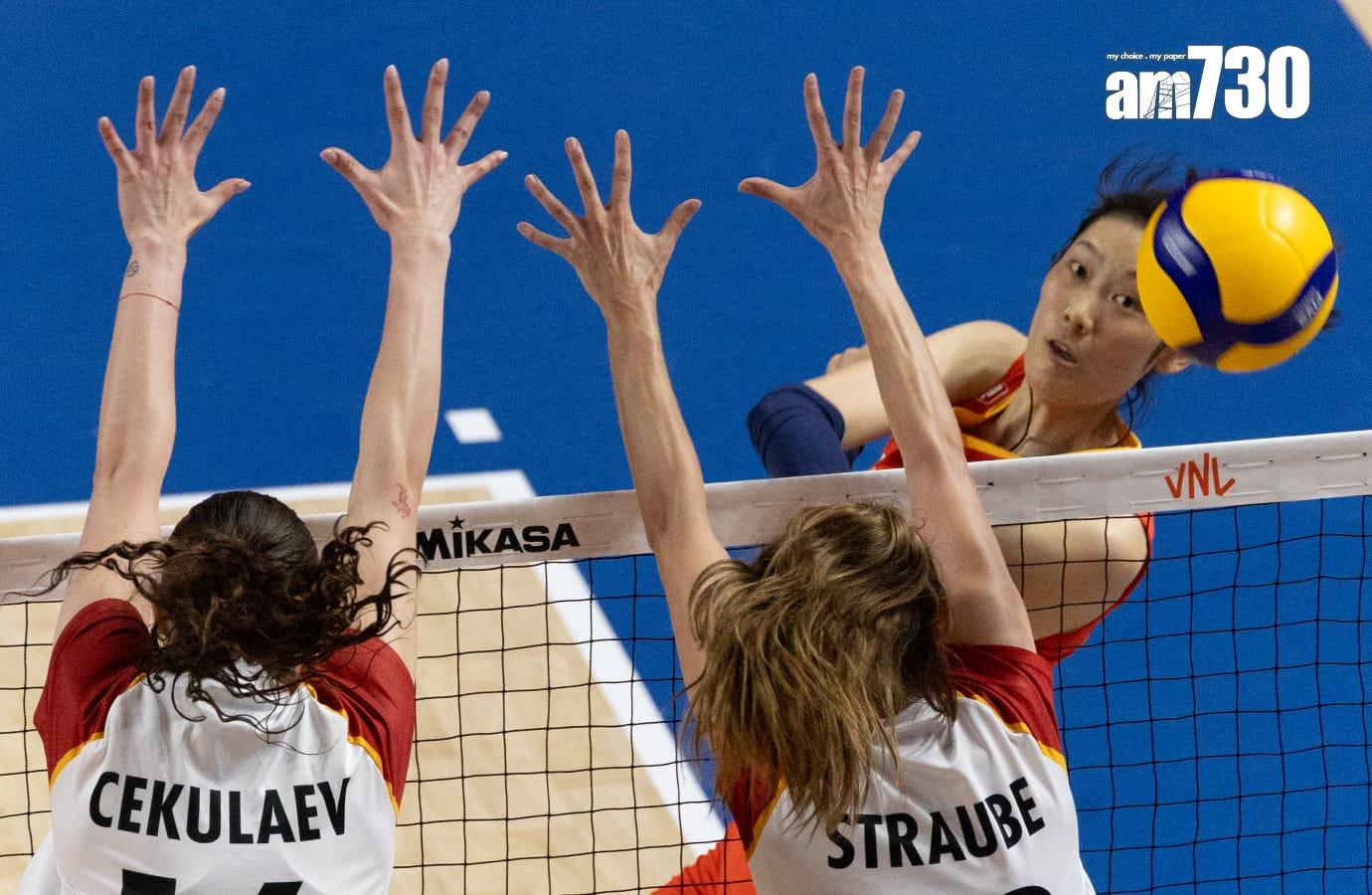 世界女排聯賽香港站|中國女排大勝德國,朱婷取得13分。(蘇文傑攝)