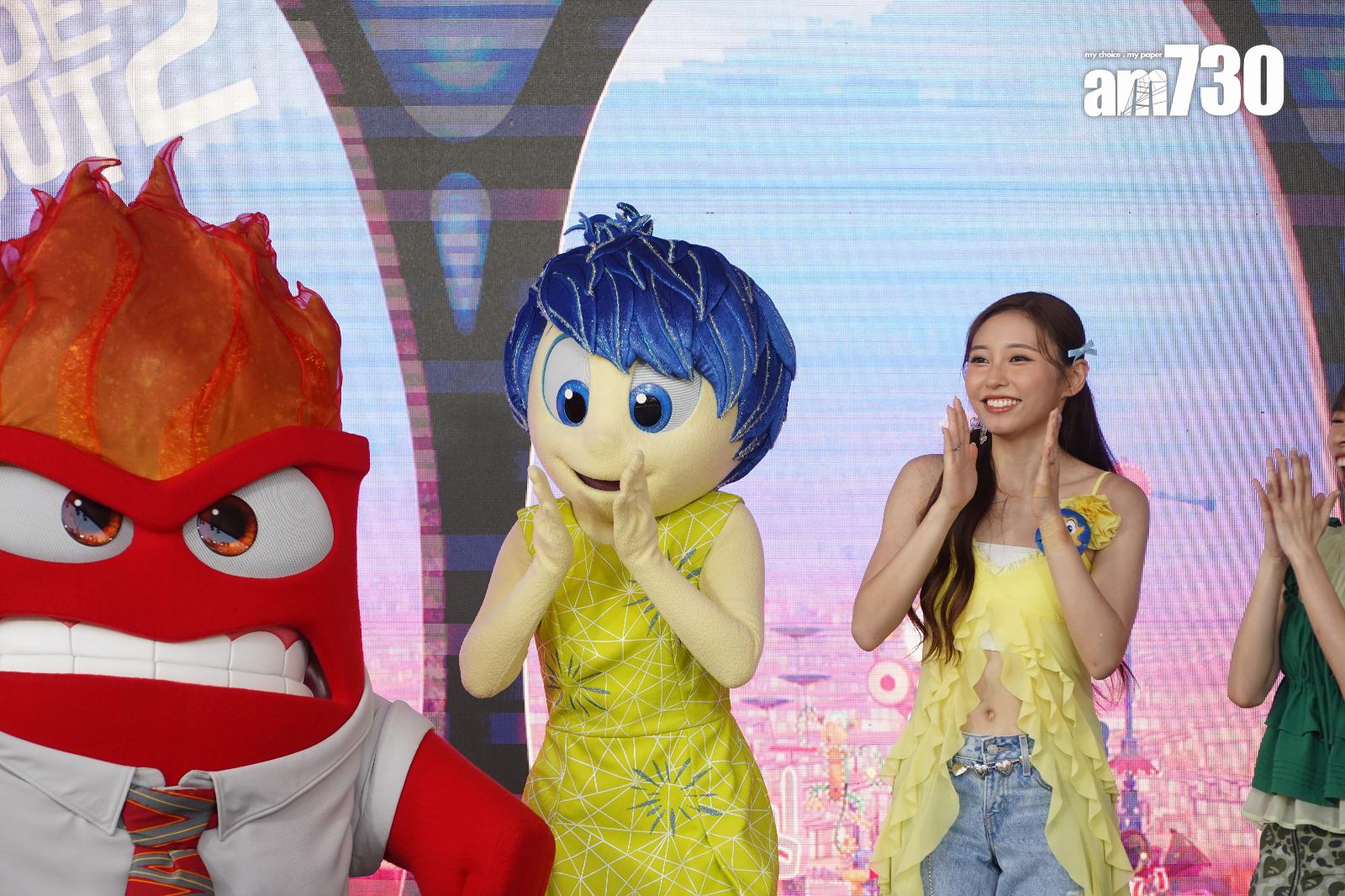 Ivy So在動畫電影《玩轉腦朋友2》聲演「阿樂」,與戲中角色出席宣傳活動。(董立華攝)