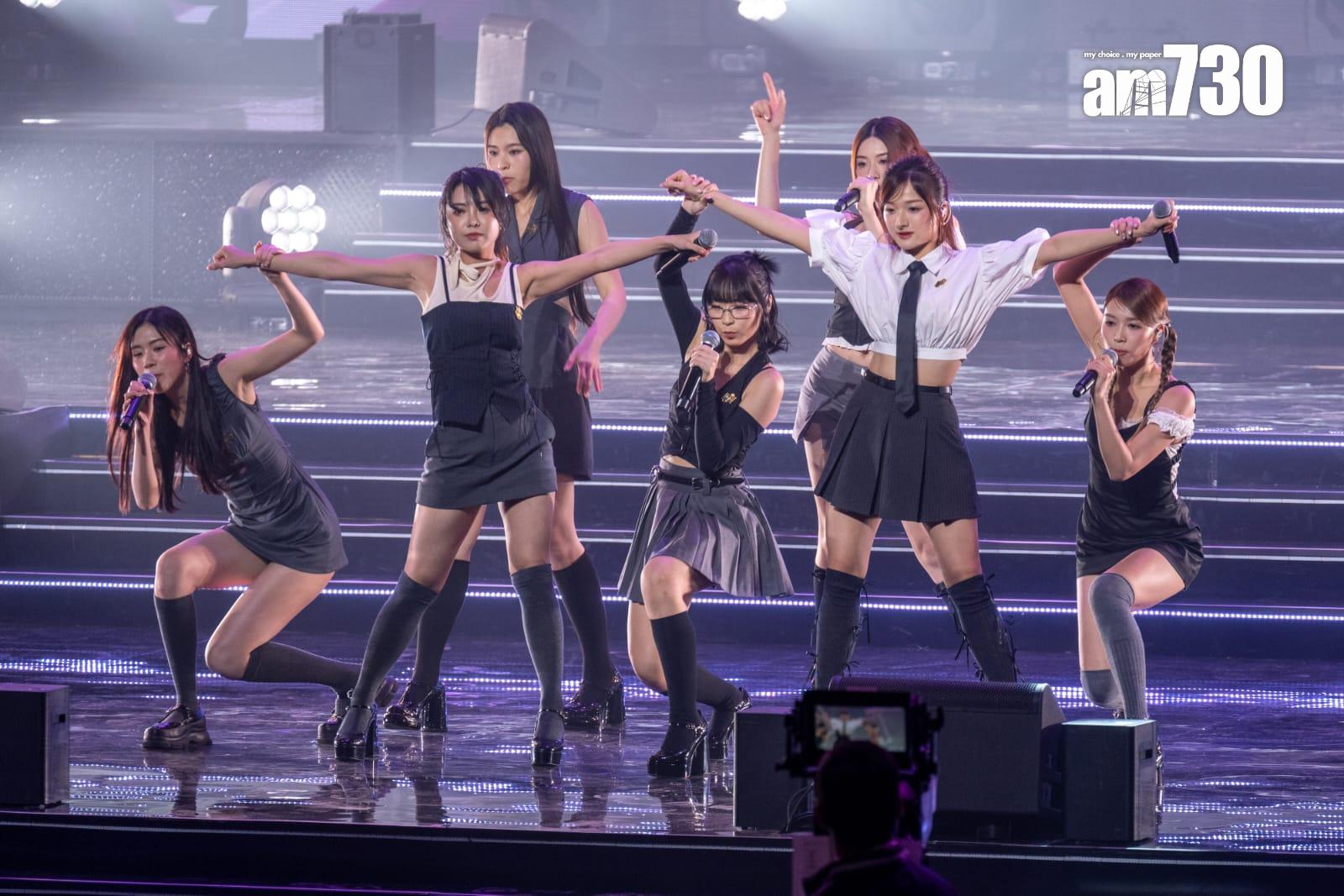 Lolly Talk僅得7人上台,成員阿蛋有傷在身未能出席。(陳奕釗攝)