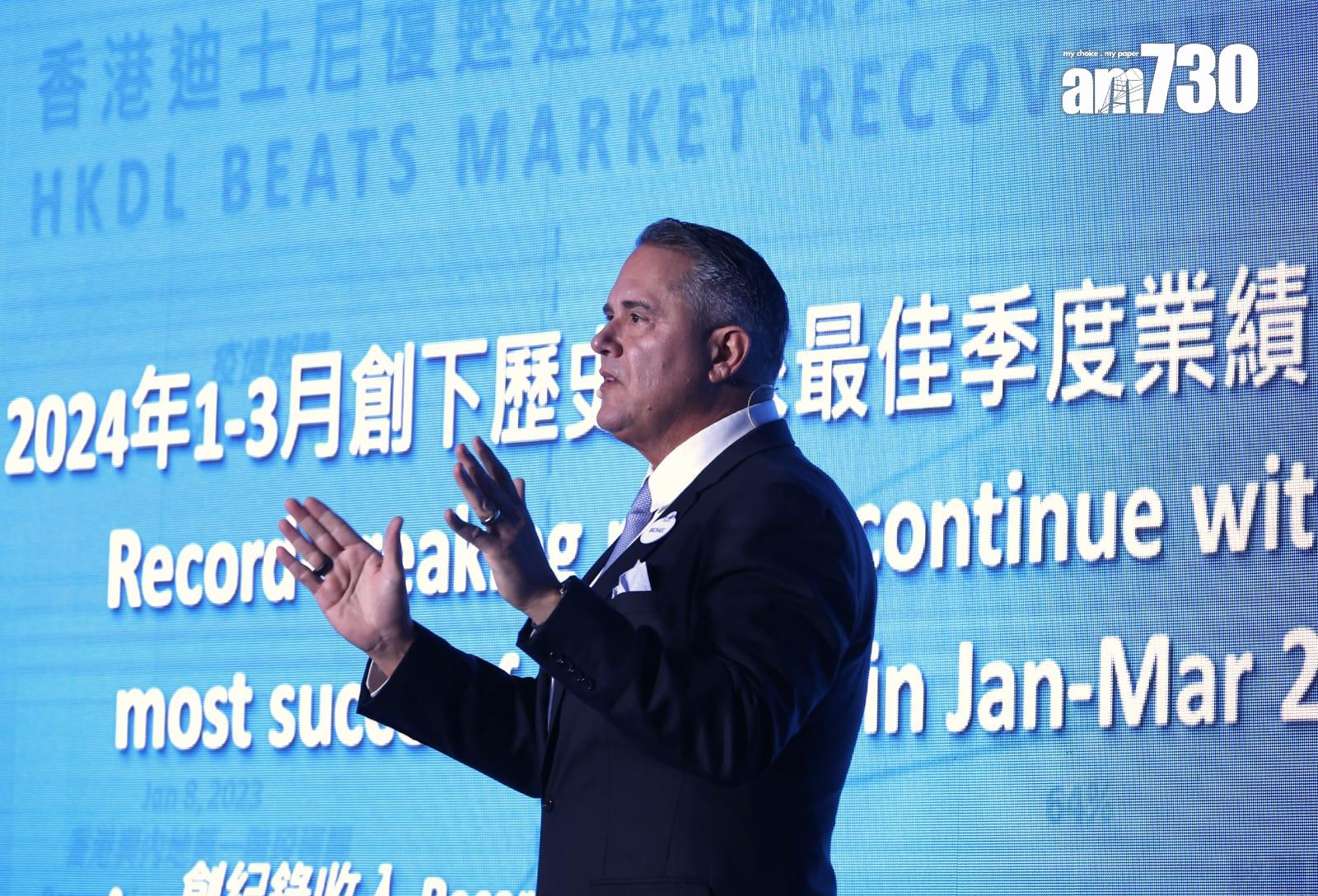 香港迪士尼虧損收窄83%,莫偉庭稱,有信心扭虧為盈。(林俊源攝)