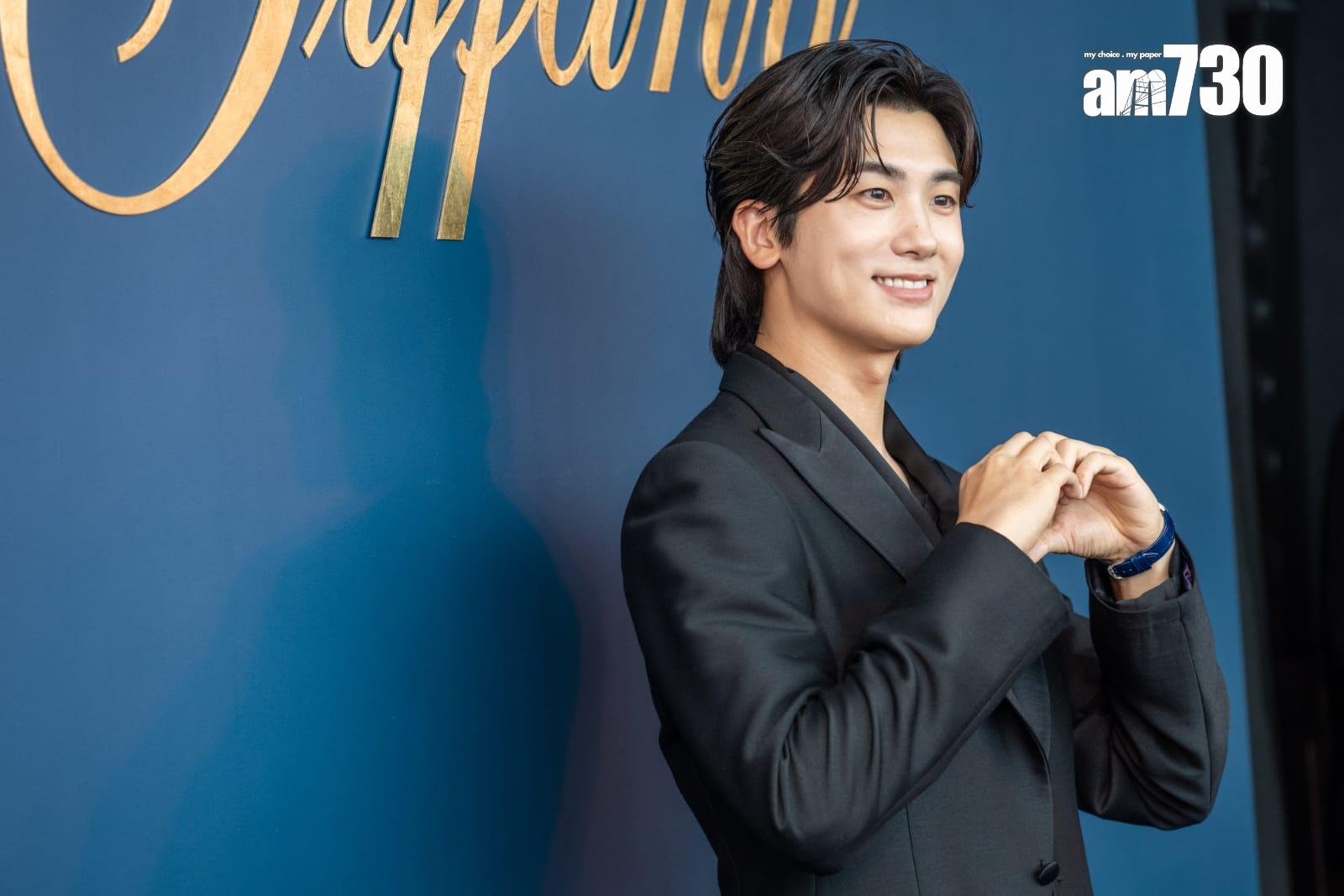 韓星朴炯植來港出席品牌發布會,大派各式心心。(陳奕釗攝)