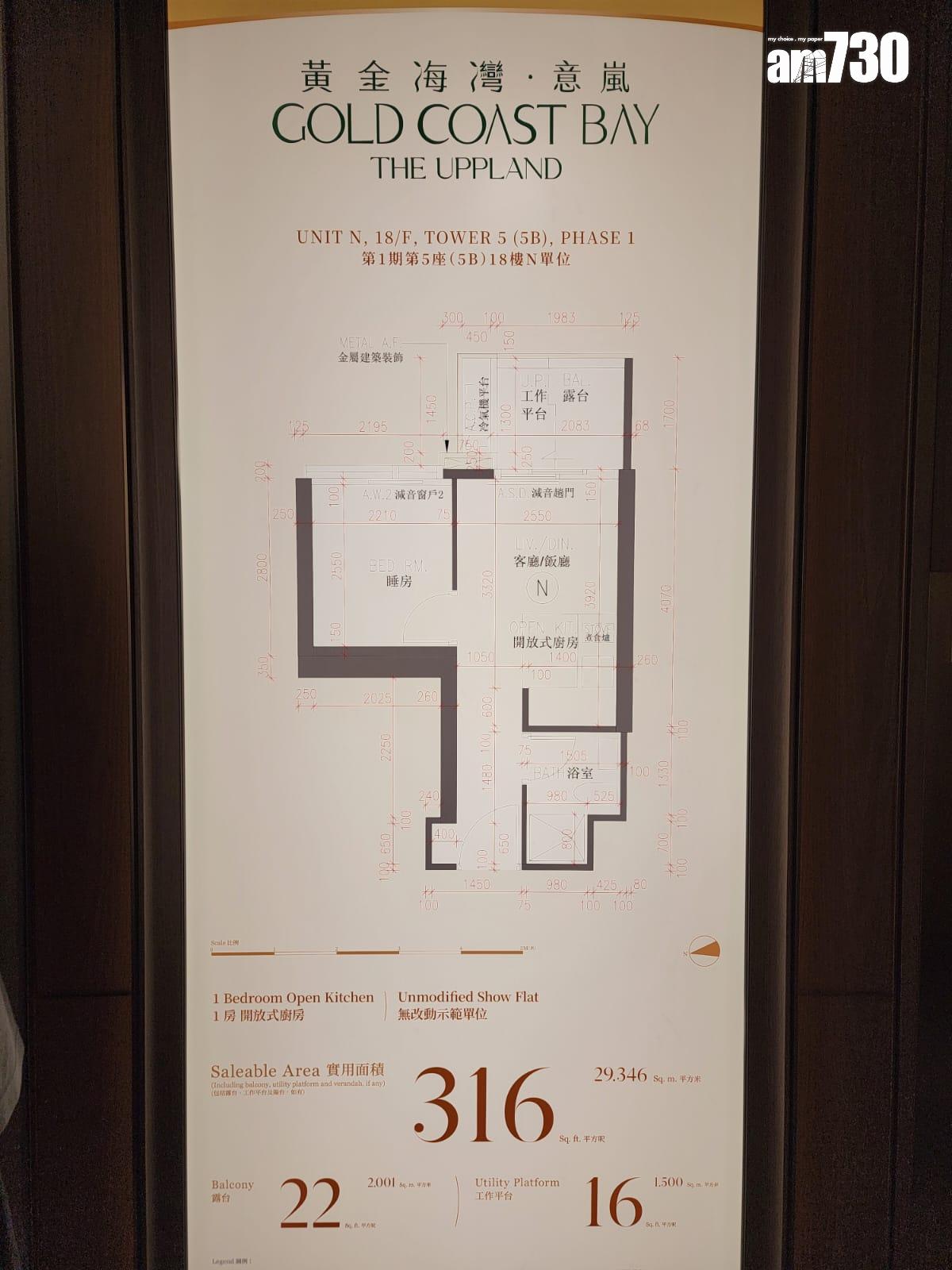 意嵐示範單位|一房及兩房採開廚設計 淺木色儲物櫃空間足|多圖有片