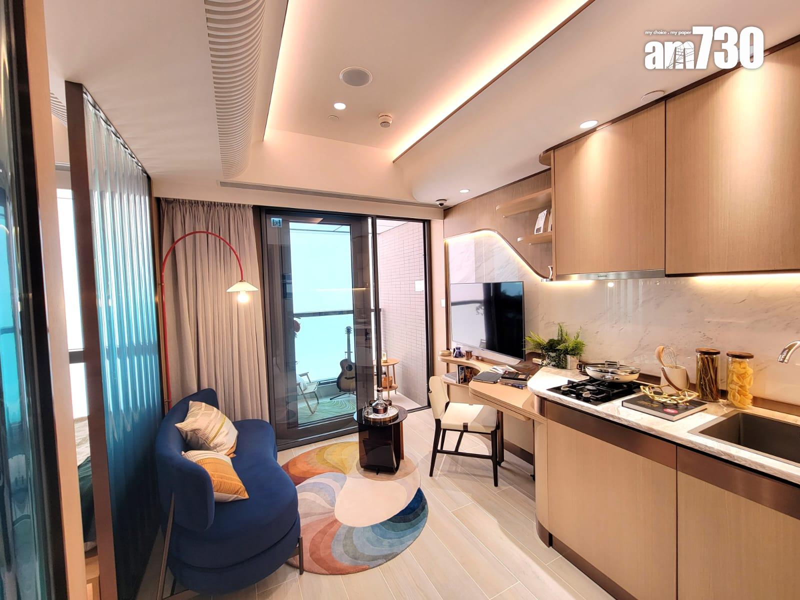 意嵐示範單位|316呎一房 設延伸枱面夠實用 波浪形設計切合海岸主題(多圖有片)|屯門新盤