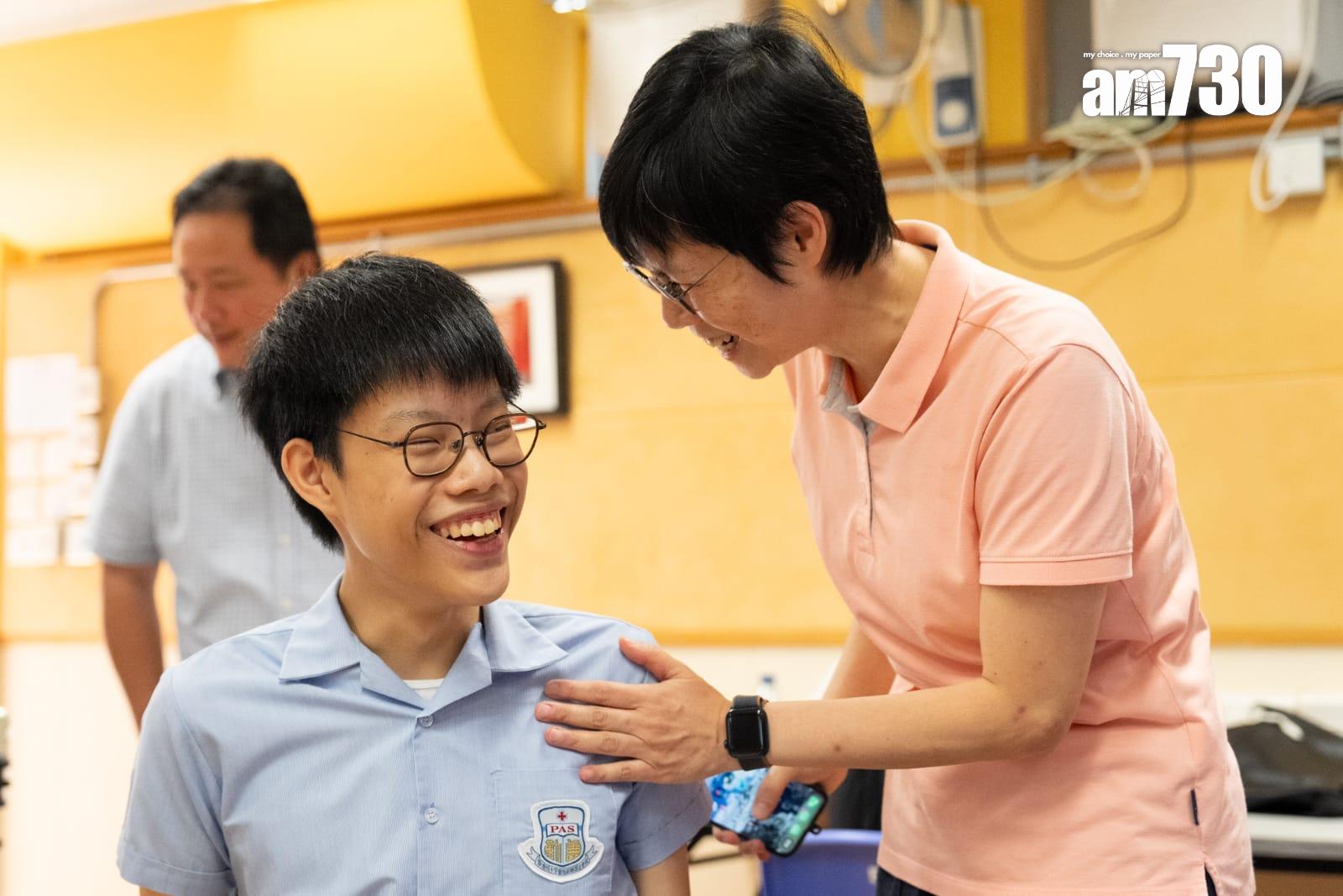 香港紅十字會雅麗珊郡主學校,彭靖家最佳五科共取得25分。(林靄怡攝)