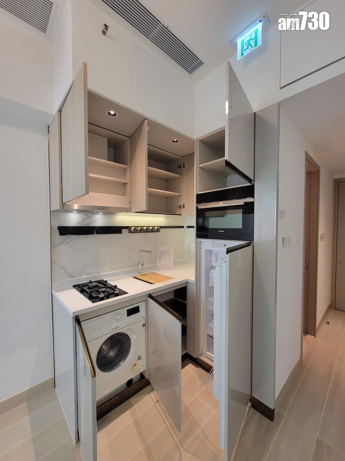 意嵐示範單位|一房及兩房採開廚設計 淺木色儲物櫃空間足|多圖有片