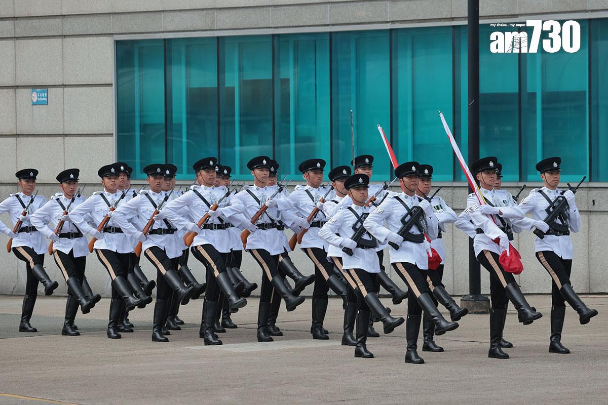 香港回歸27周年,政府在灣仔金紫荊廣場舉行升旗儀式。(中通社)