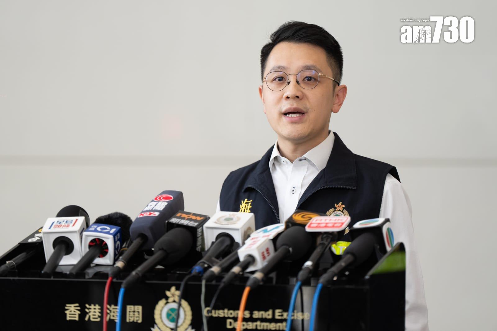 關近20年來首次破獲搖頭丸製毒工場,拘捕一名獨自營運工場的19歲本地無業男子,海關毒品調查科毒品調查第一組高級調查主任張廣達。(林靄怡攝)