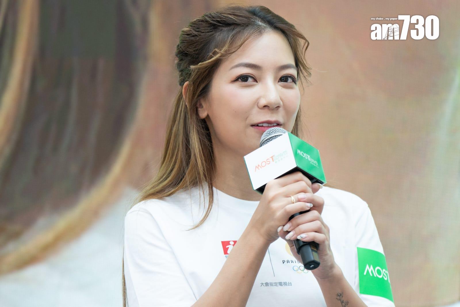 何雁詩、李慧詩、馬曉晴及葉姵延等出席HOY TV的奧運宣傳活動。(林靄怡攝)