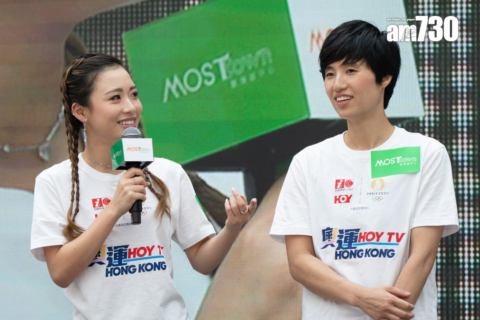 馬曉晴及葉姵延等出席HOY TV的奧運宣傳活動。(林靄怡攝)