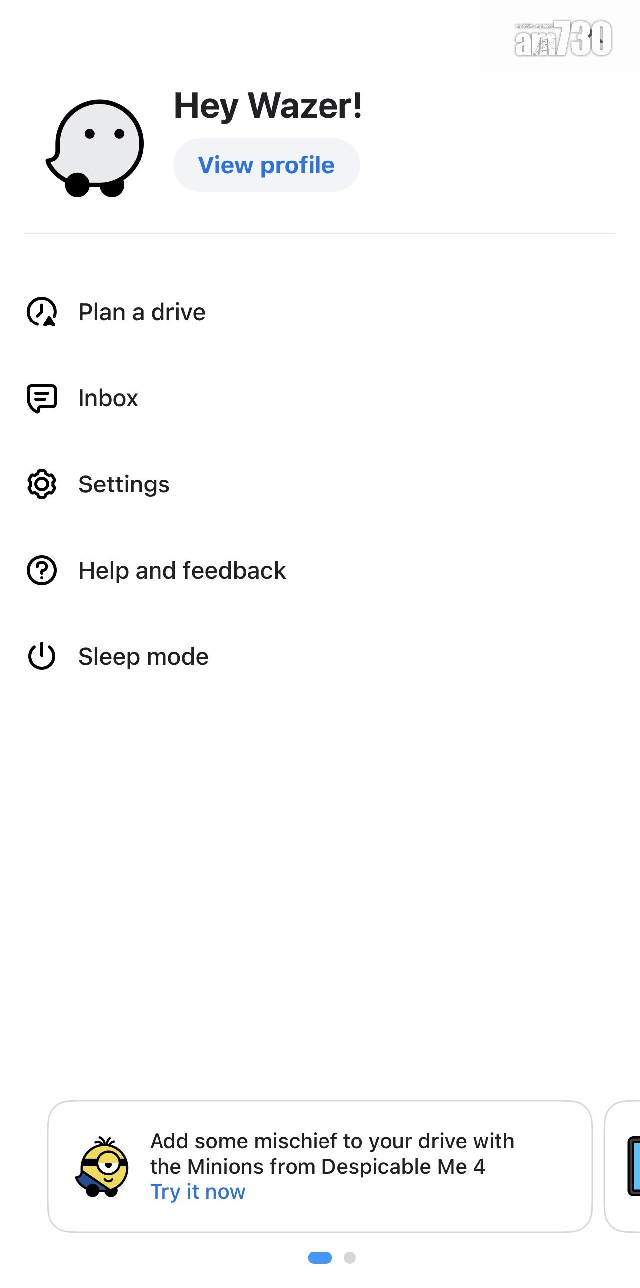 首先可在Waze App主頁下方設置試用Minions音效。