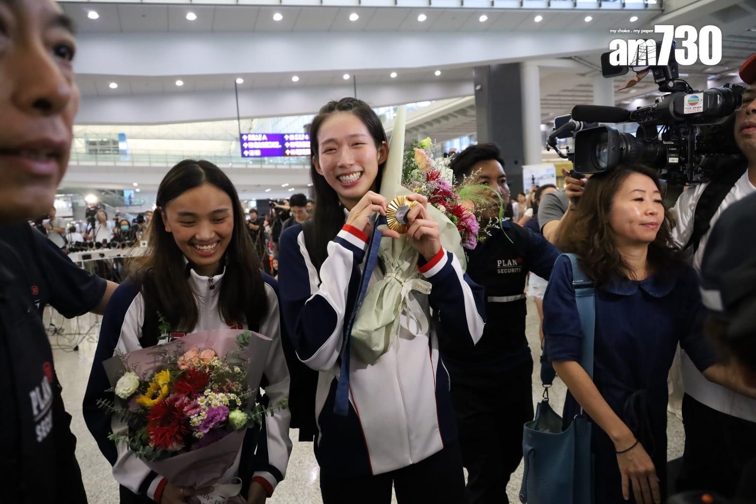 江旻憓凱旋返港。(鍾式明攝)