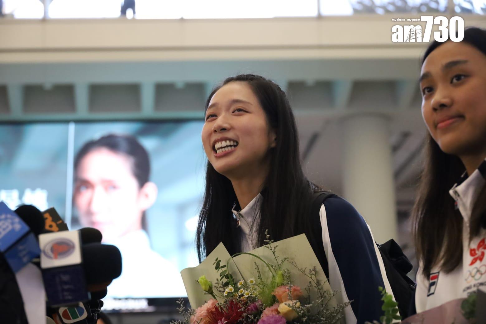 江旻憓凱旋返港。(鍾式明攝)