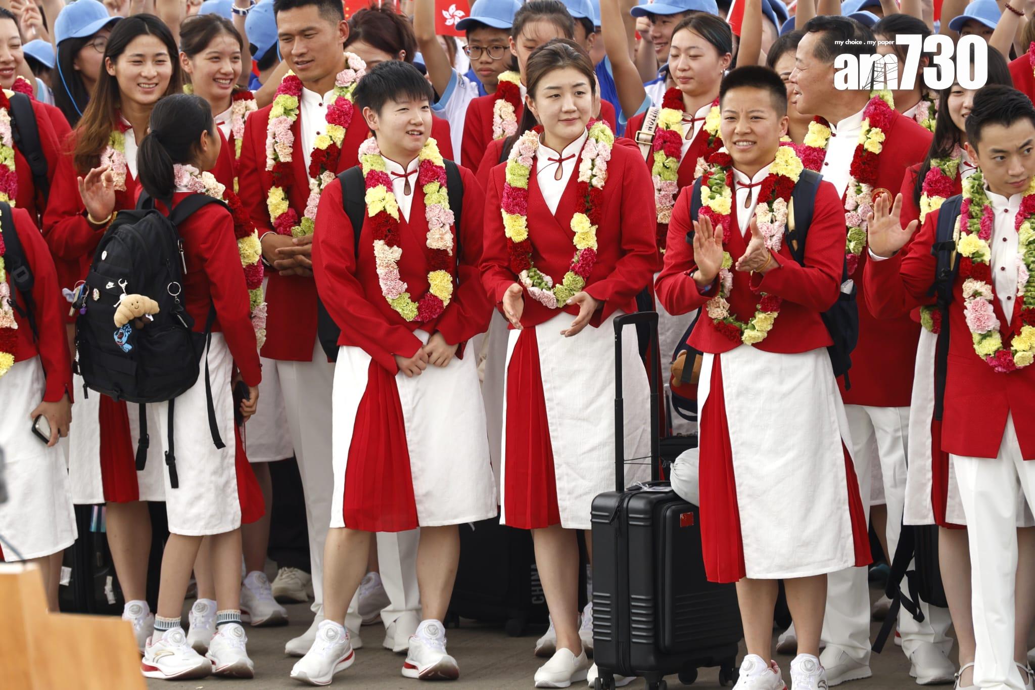 巴黎奧運國家隊奧運健兒代表團,包括來自16個運動項目共65名運動員和8名教練抵港(林俊源攝)