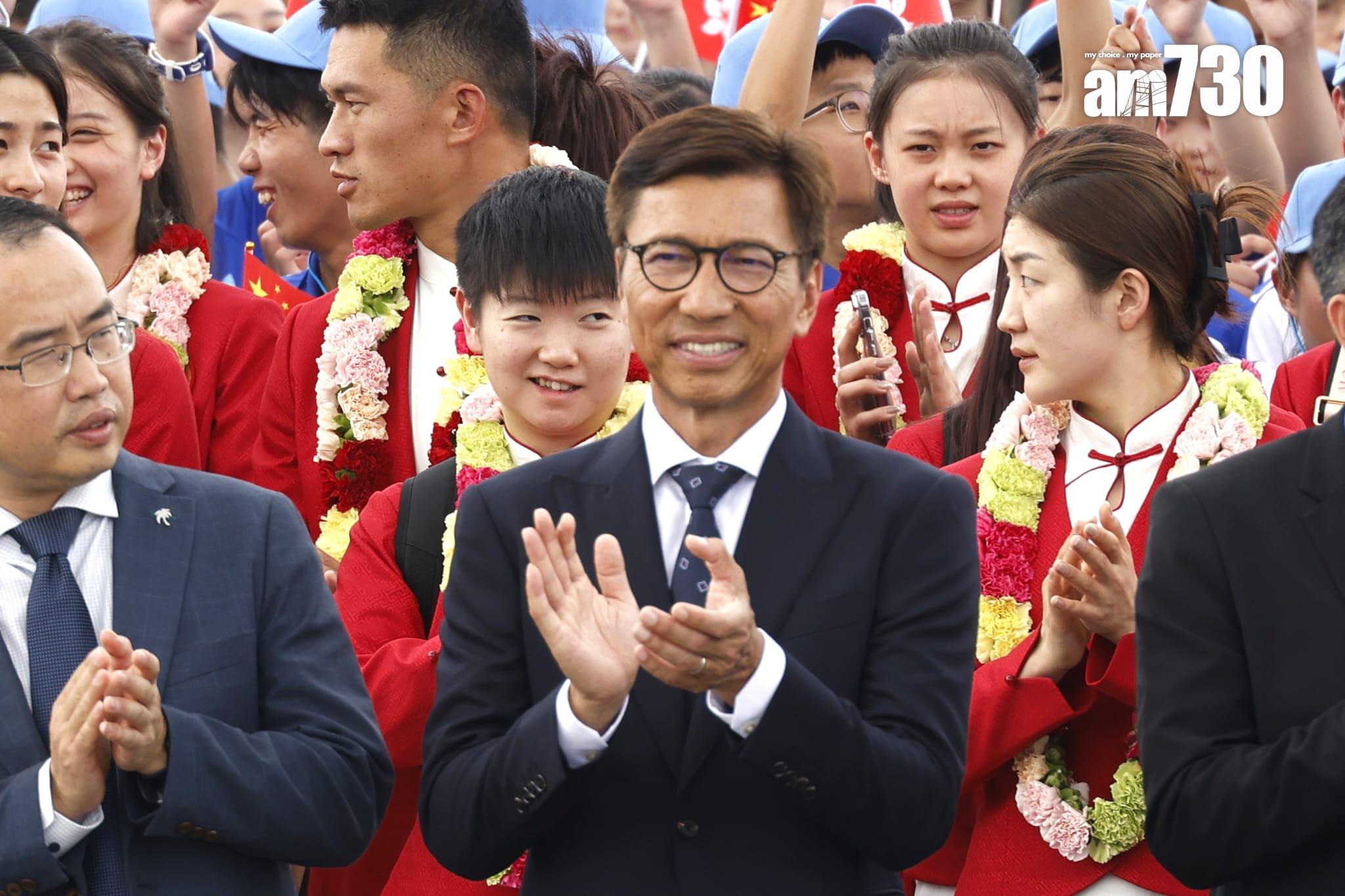 巴黎奧運國家隊奧運健兒代表團,包括來自16個運動項目共65名運動員和8名教練抵港(林俊源攝)