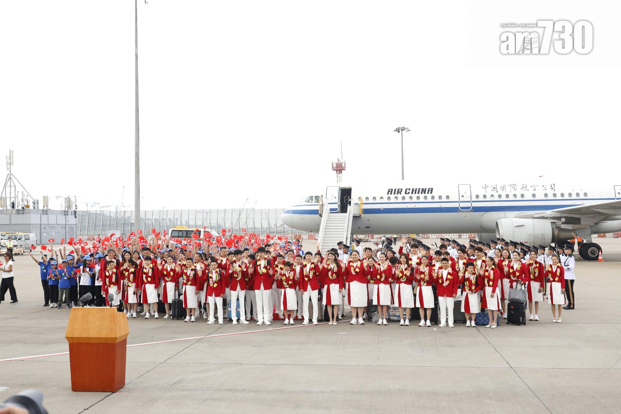 巴黎奧運國家隊奧運健兒代表團,包括來自16個運動項目共65名運動員和8名教練抵港(林俊源攝)
