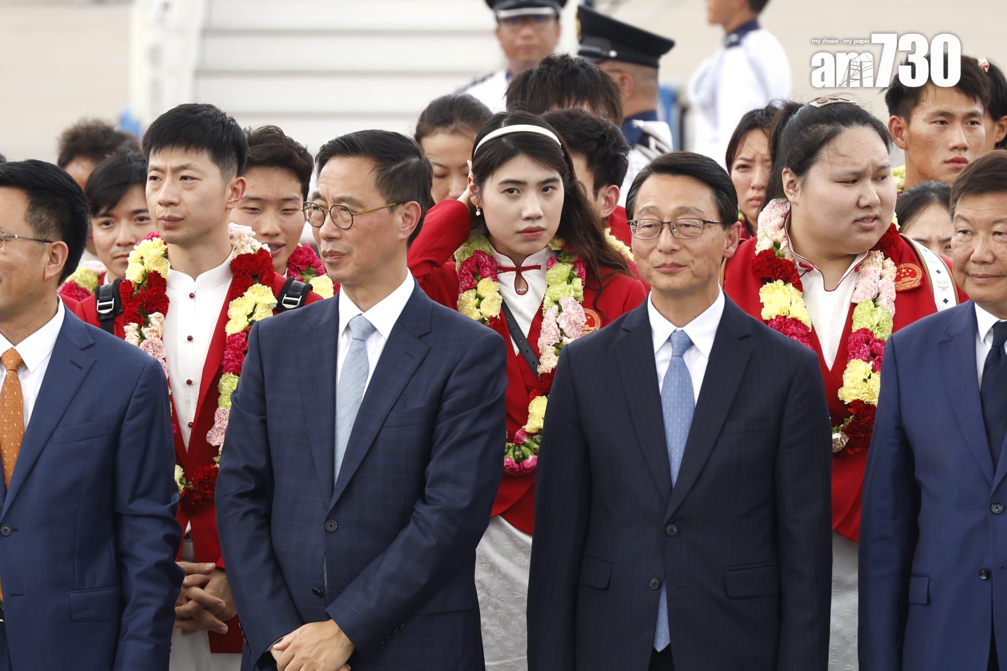 巴黎奧運國家隊奧運健兒代表團,包括來自16個運動項目共65名運動員和8名教練抵港(林俊源攝)