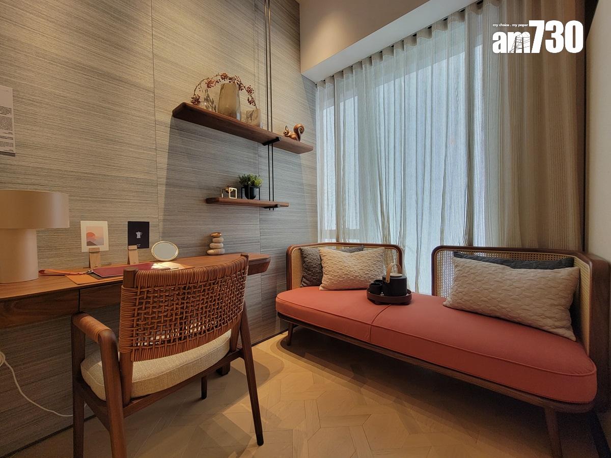 朗賢峯IIA期示範單位|482呎兩房融合Japandi理念 睡房改作半開放式書房|多圖有片