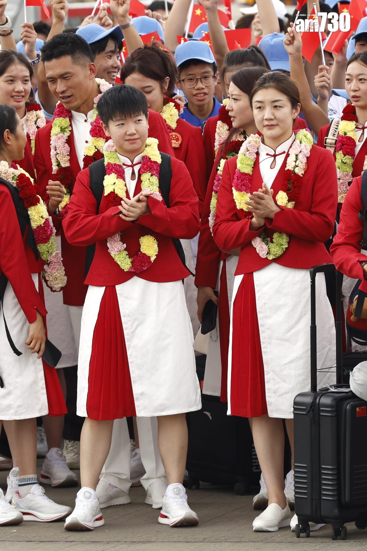 巴黎奧運國家隊奧運健兒代表團,包括來自16個運動項目共65名運動員和8名教練抵港(林俊源攝)