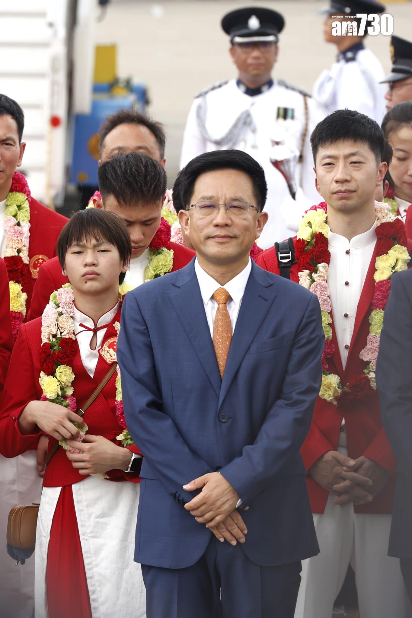 巴黎奧運國家隊奧運健兒代表團,包括來自16個運動項目共65名運動員和8名教練抵港(林俊源攝)