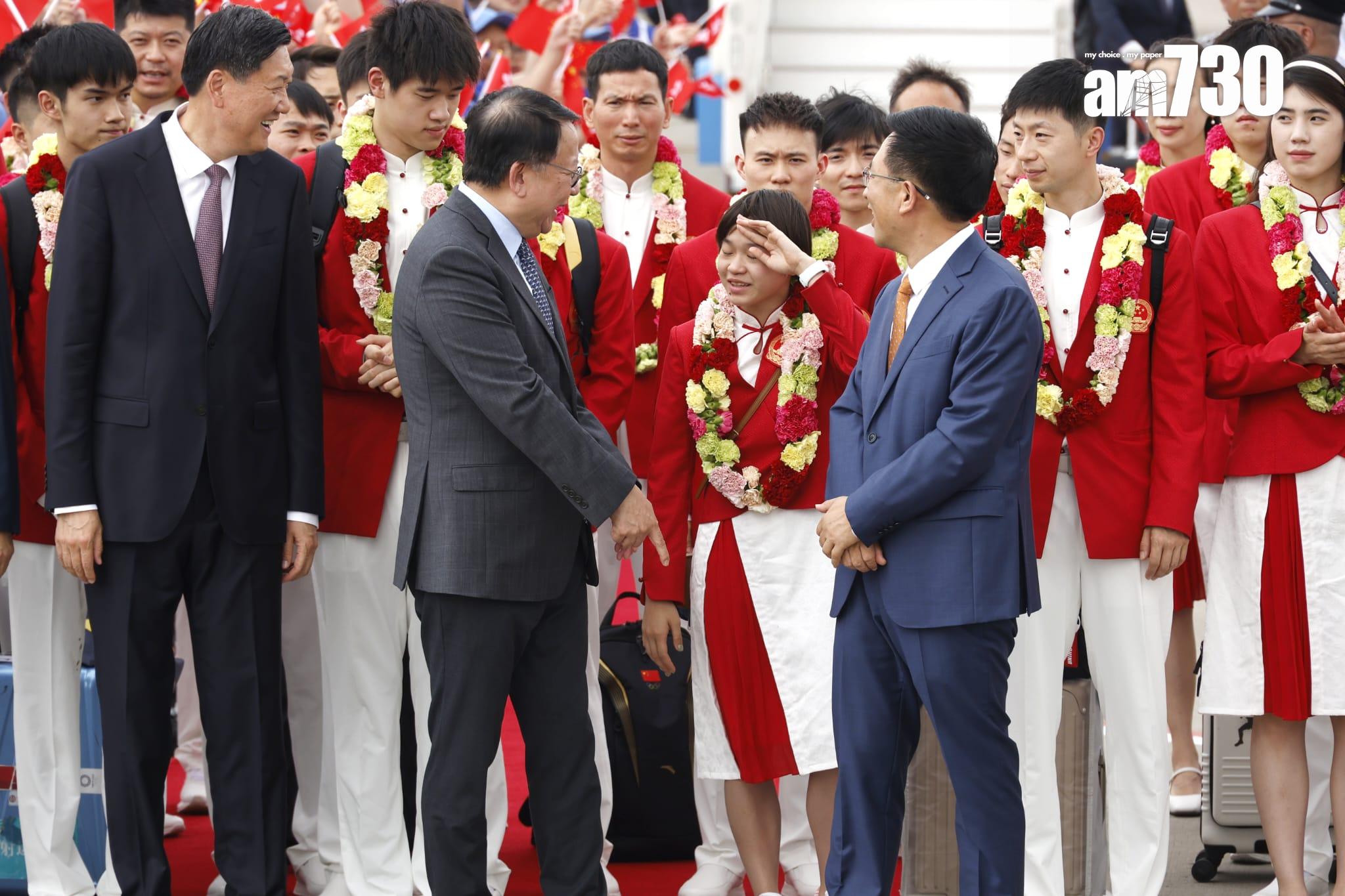 巴黎奧運國家隊奧運健兒代表團,包括來自16個運動項目共65名運動員和8名教練抵港(林俊源攝)