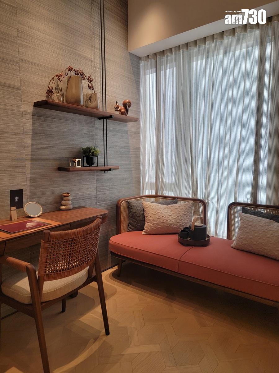 朗賢峯IIA期示範單位|482呎兩房融合Japandi理念 睡房改作半開放式書房|多圖有片