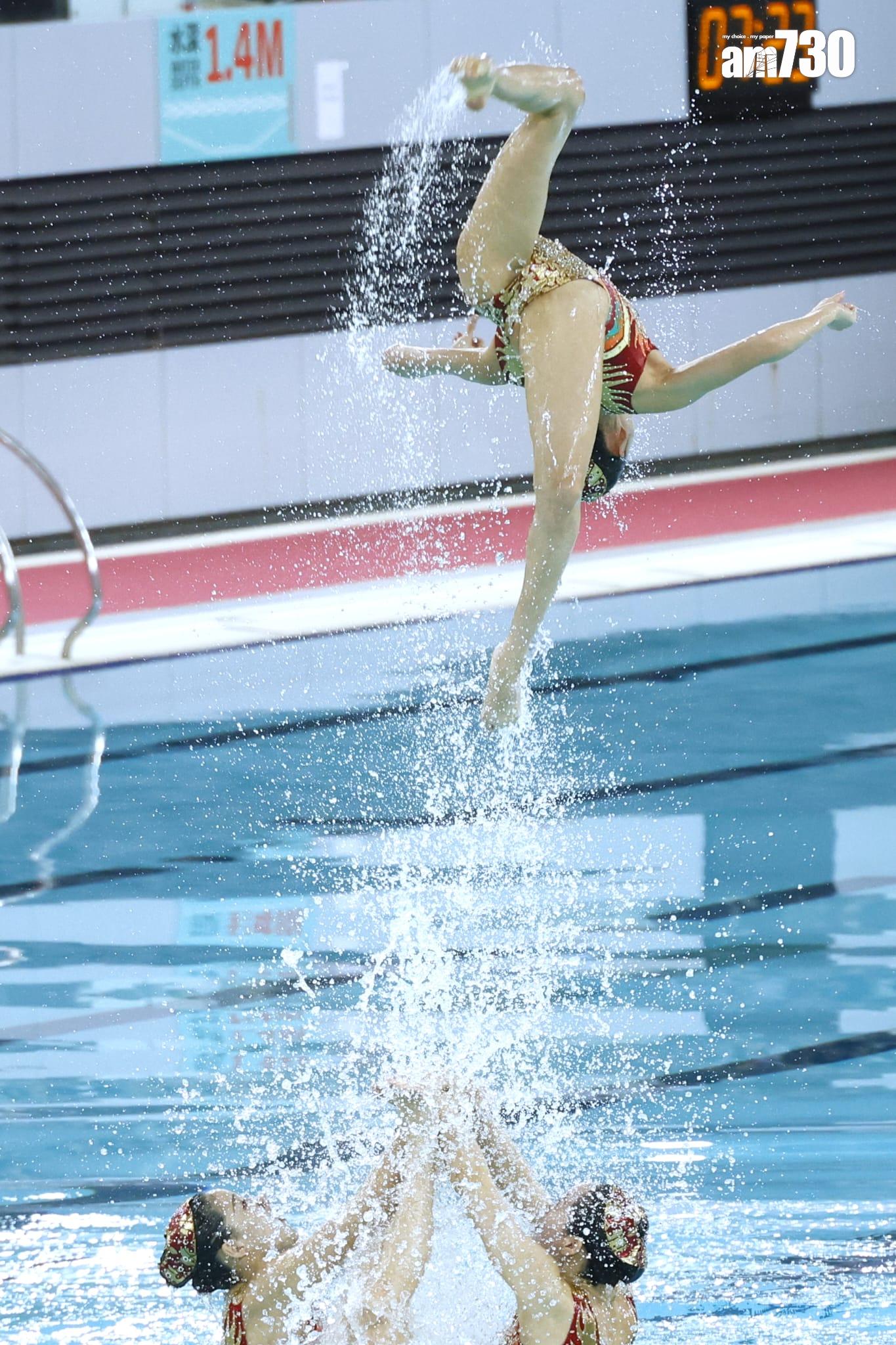 現場還有韻律泳等示範。(林俊源攝)