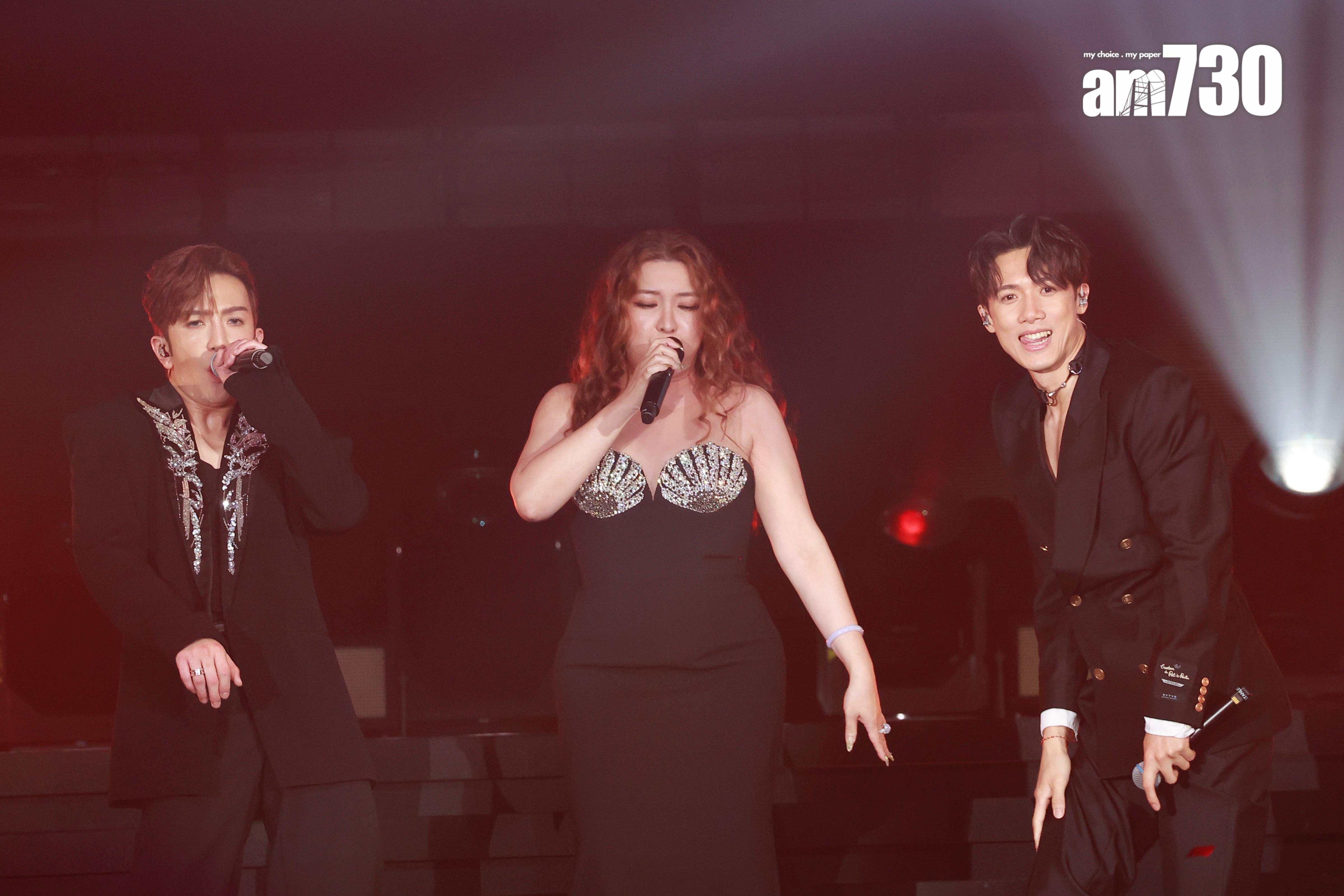 Stanley與Anson Lo跟Serrini火辣合唱《Speak Love》。(娛樂組攝)