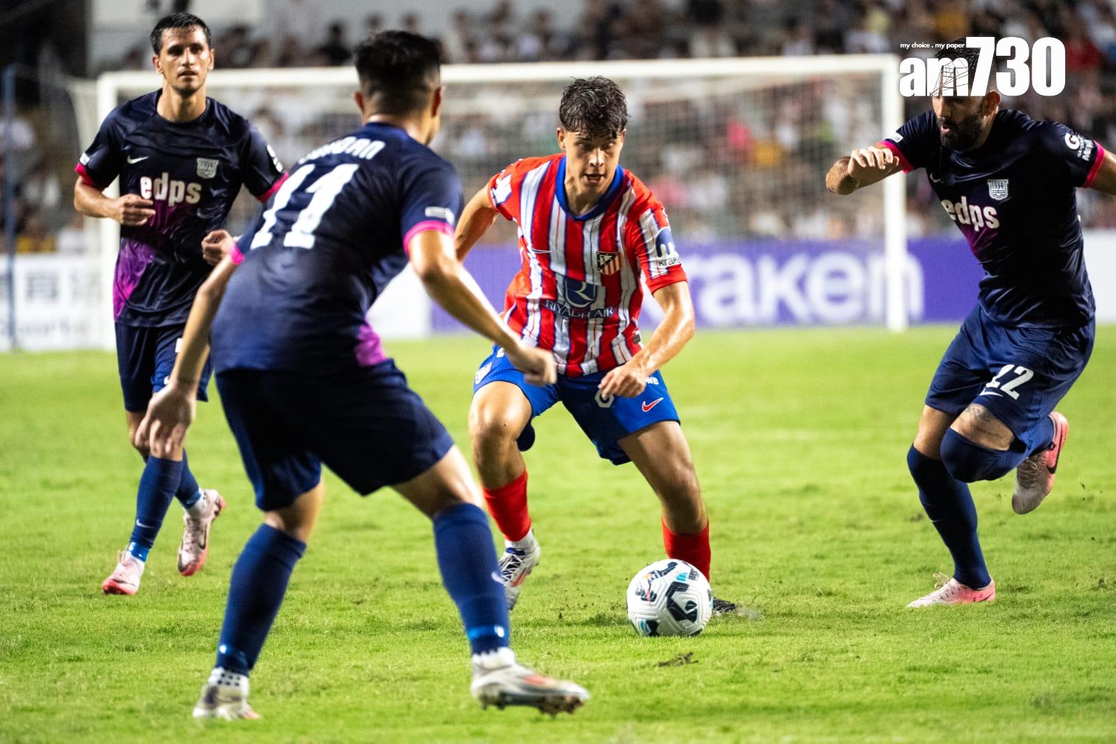 「中銀人壽盃」於香港大球場舉行,傑志1︰6負馬德里體育會。(林靄怡攝)