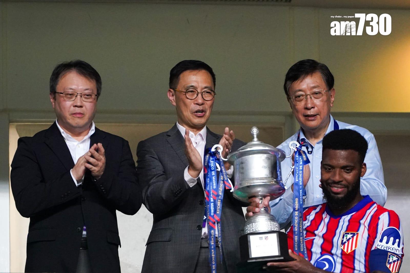 「中銀人壽盃」於香港大球場舉行,傑志1︰6負馬德里體育會。(林靄怡攝)