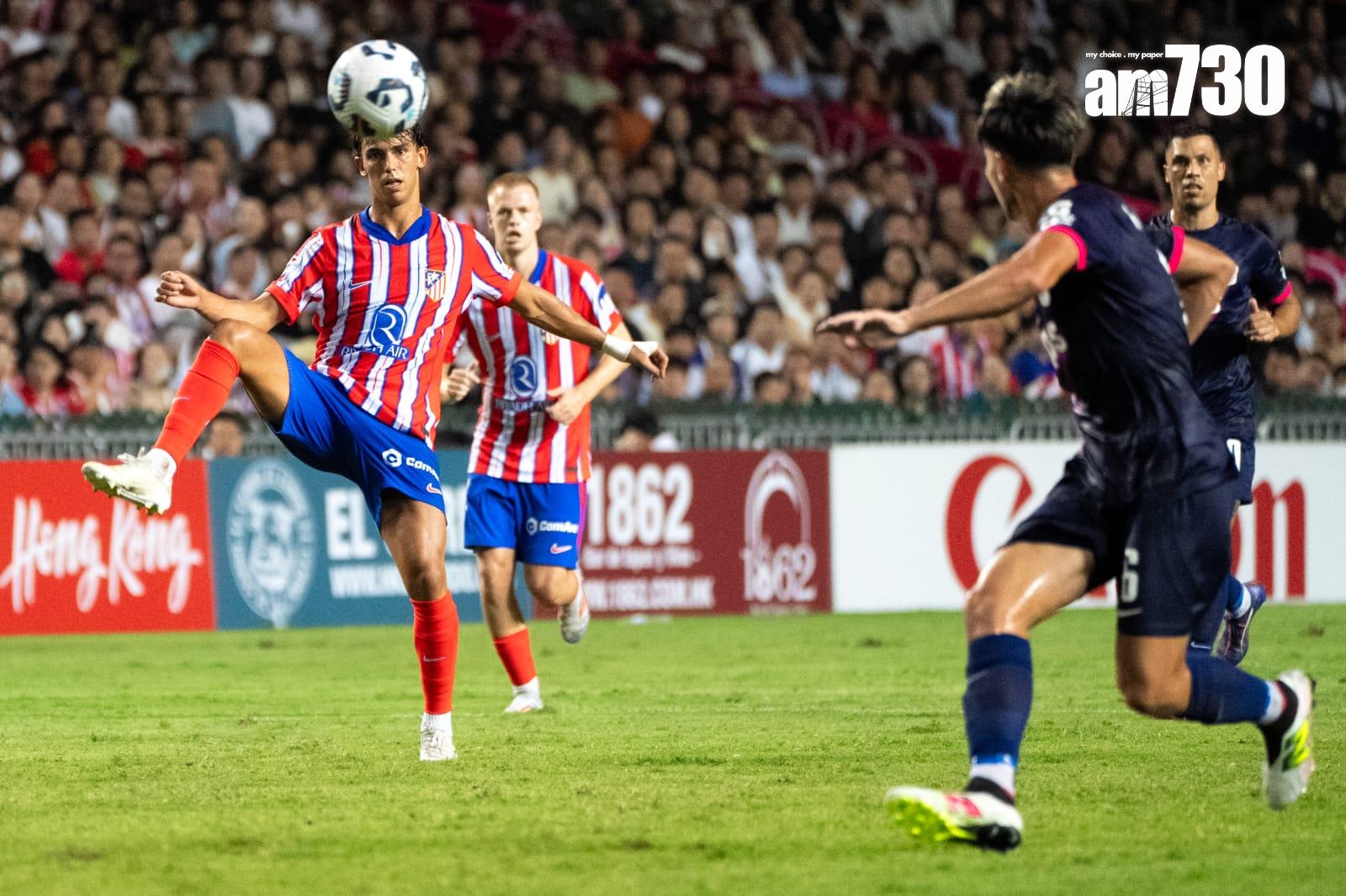 「中銀人壽盃」傑志 對 馬德里體育會,祖奧菲歷斯(Joao Felix)上半場披甲。(林靄怡攝)