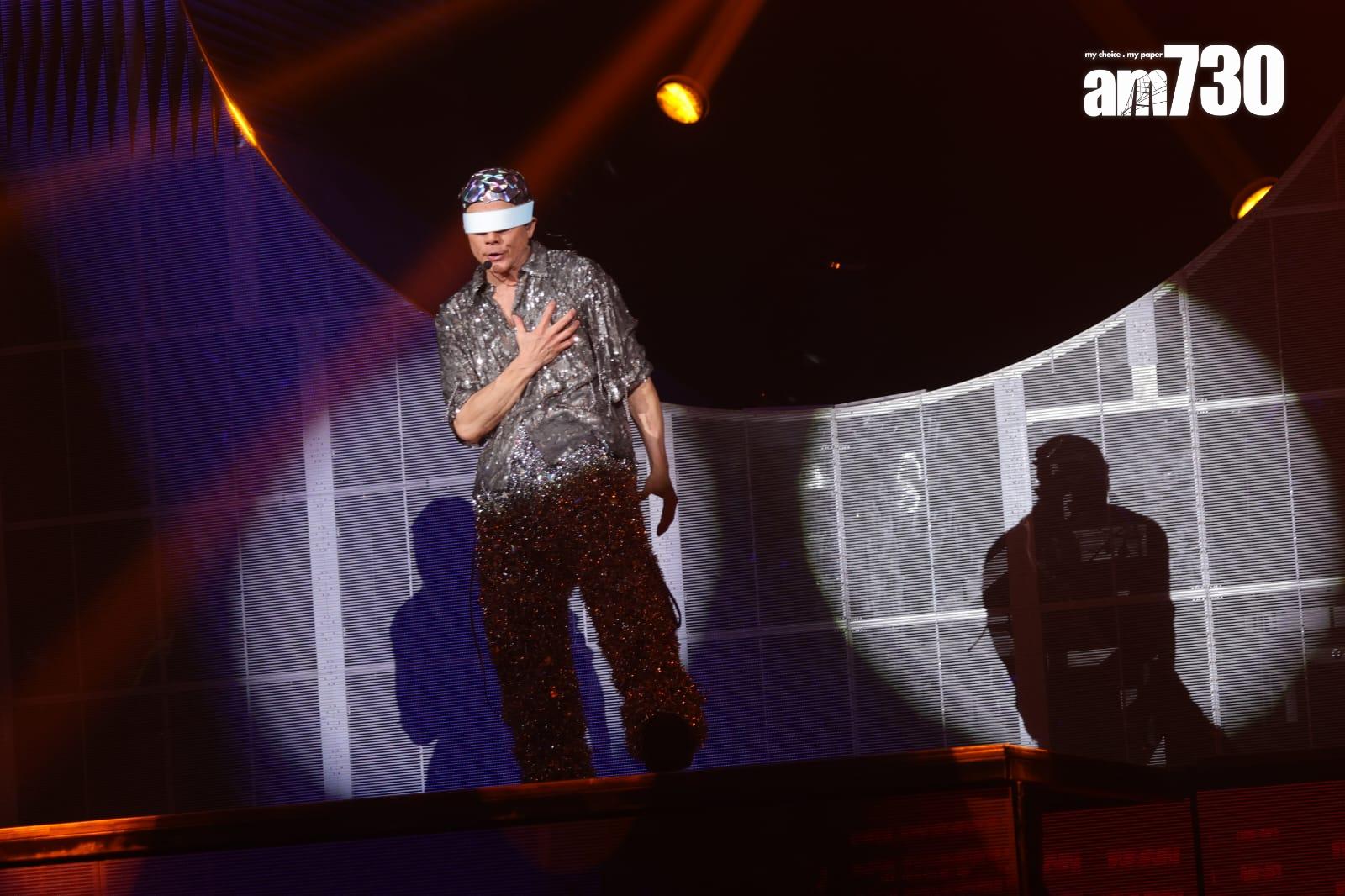 郭富城表示蒙眼跳舞不危險,向下望仍可稍微偷看。(吳康琦攝)