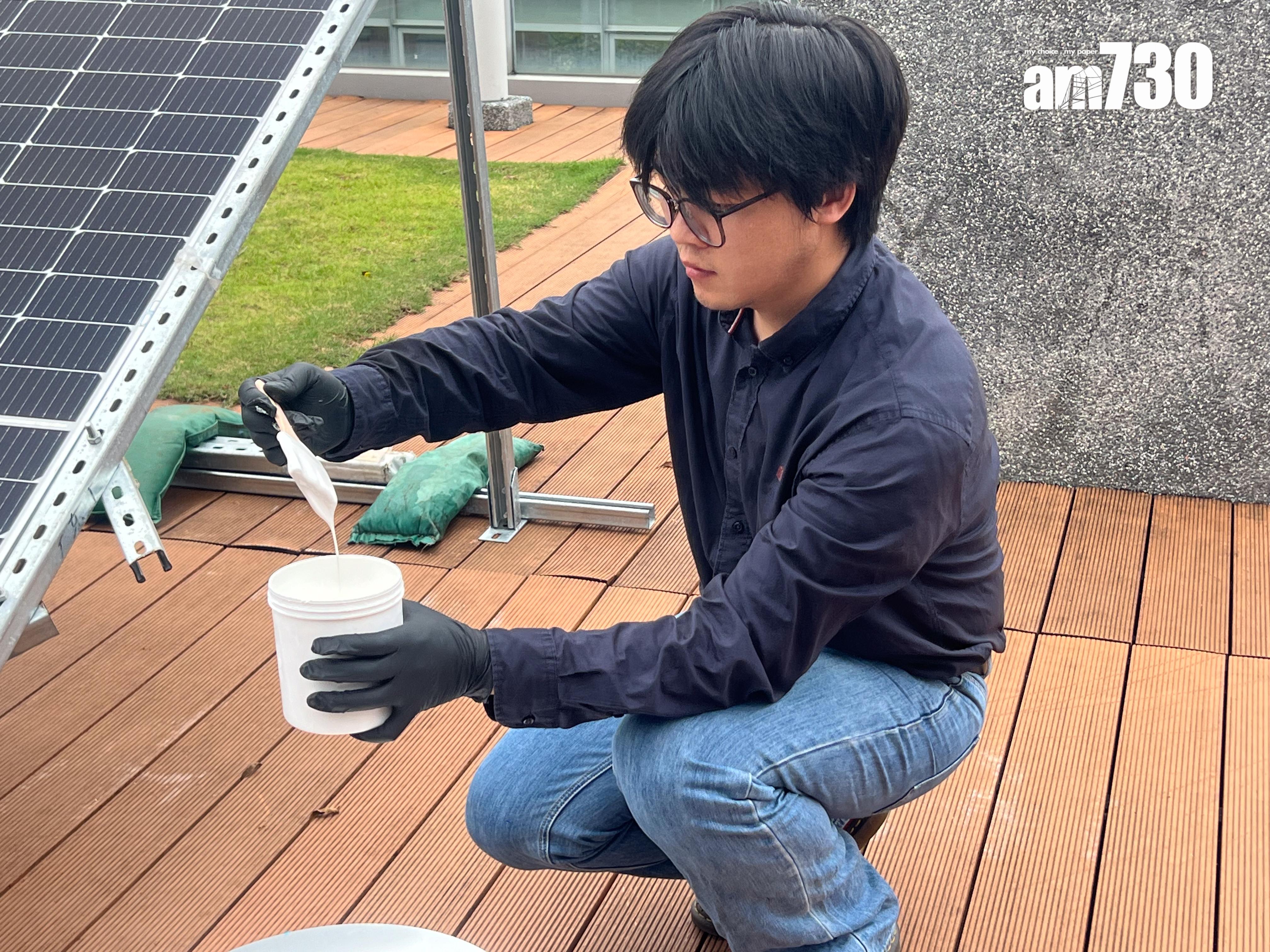 自適性環保輻射製冷納米塗層與一般油漆用法無異,耐用度高。(李景玉攝)