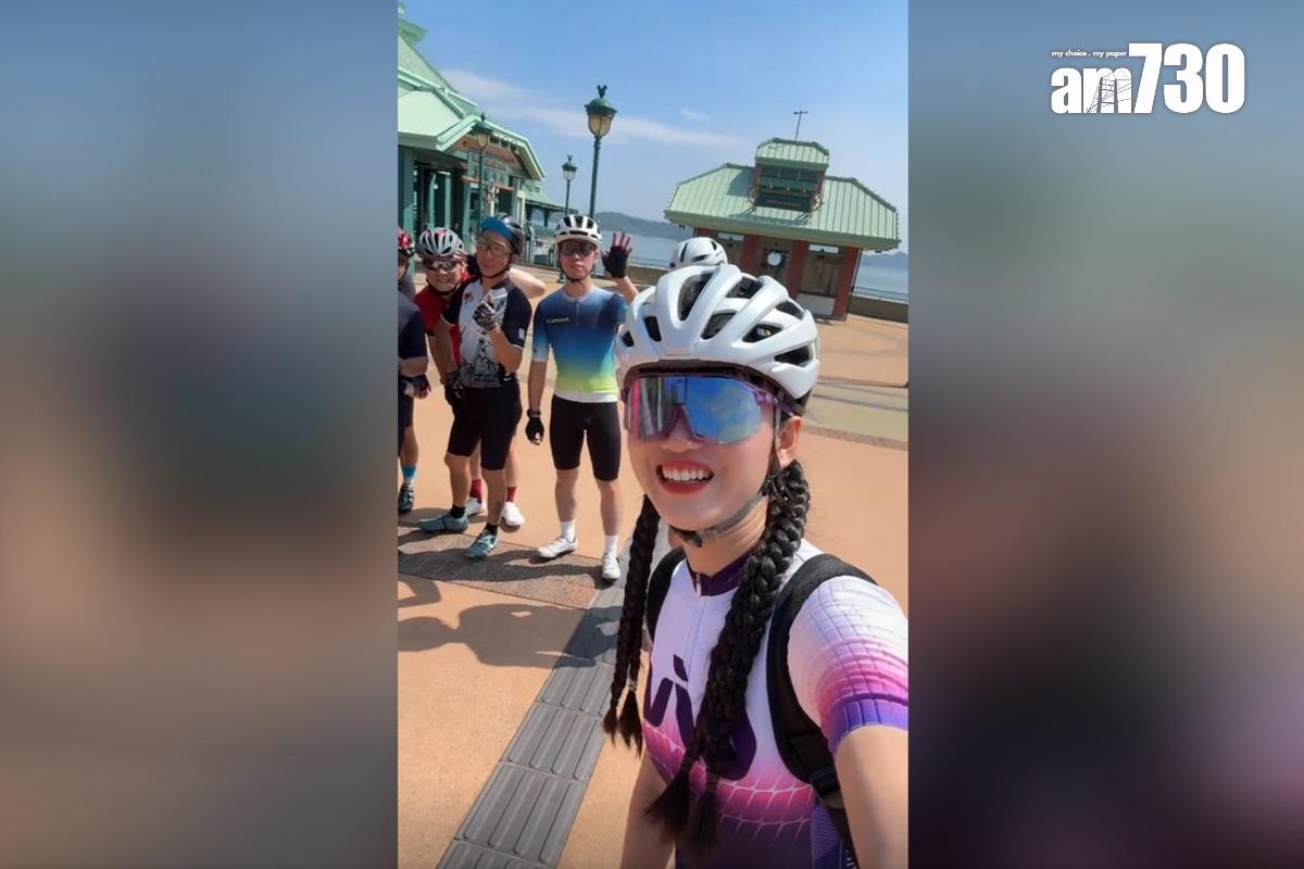 「海莉子Hayley」出事前約5小時,上載在香港與車友集合的影片。(抖音影片截圖)