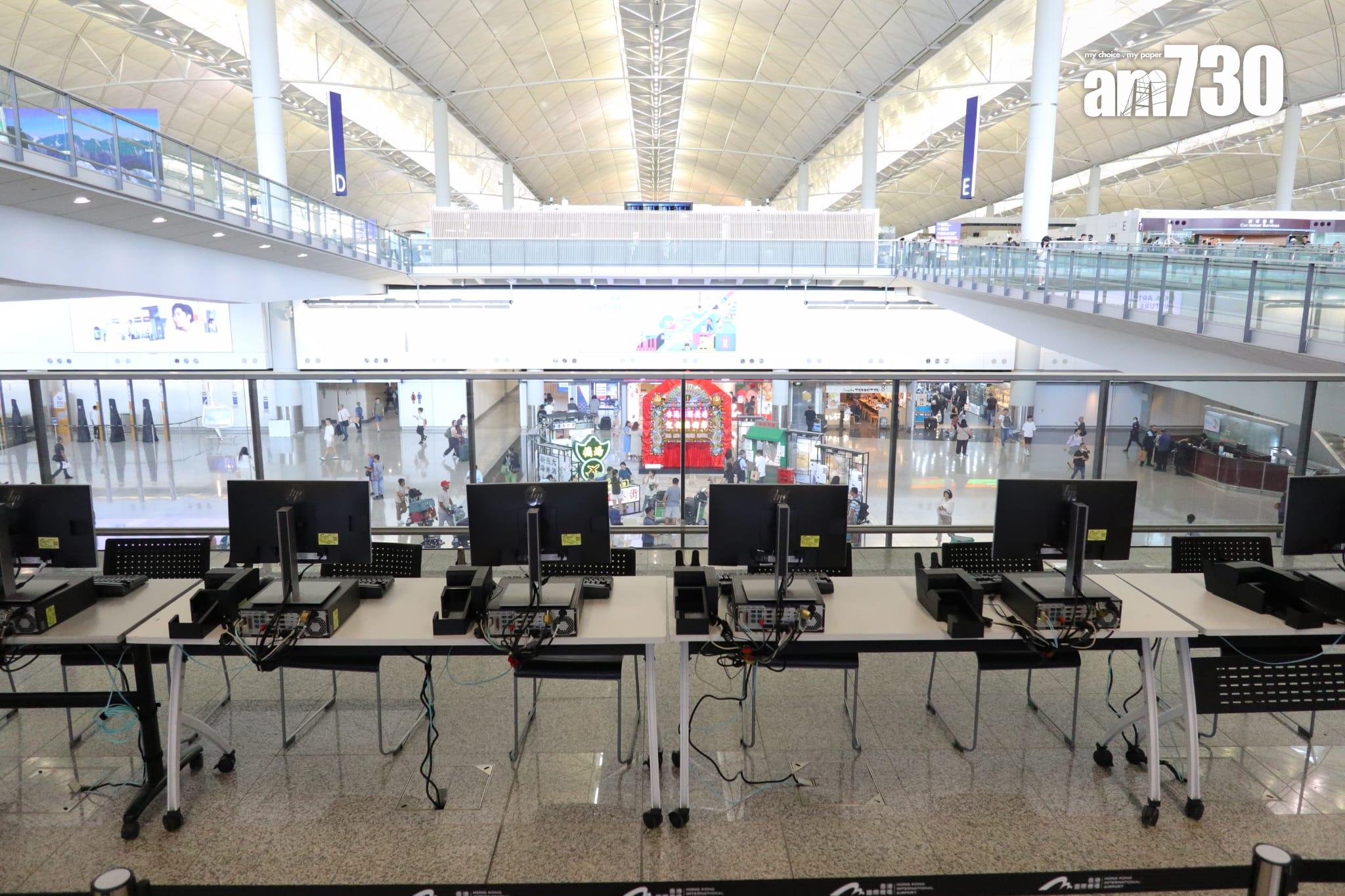 摩羯颱風金鐘站及機場情況。(鍾式明攝)