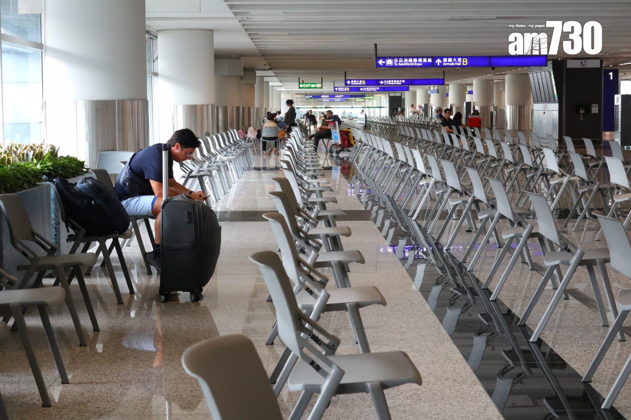 摩羯颱風金鐘站及機場情況。(鍾式明攝)