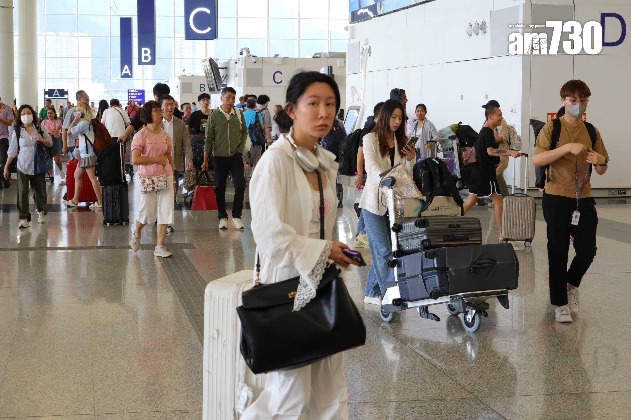 摩羯颱風金鐘站及機場情況。(鍾式明攝)