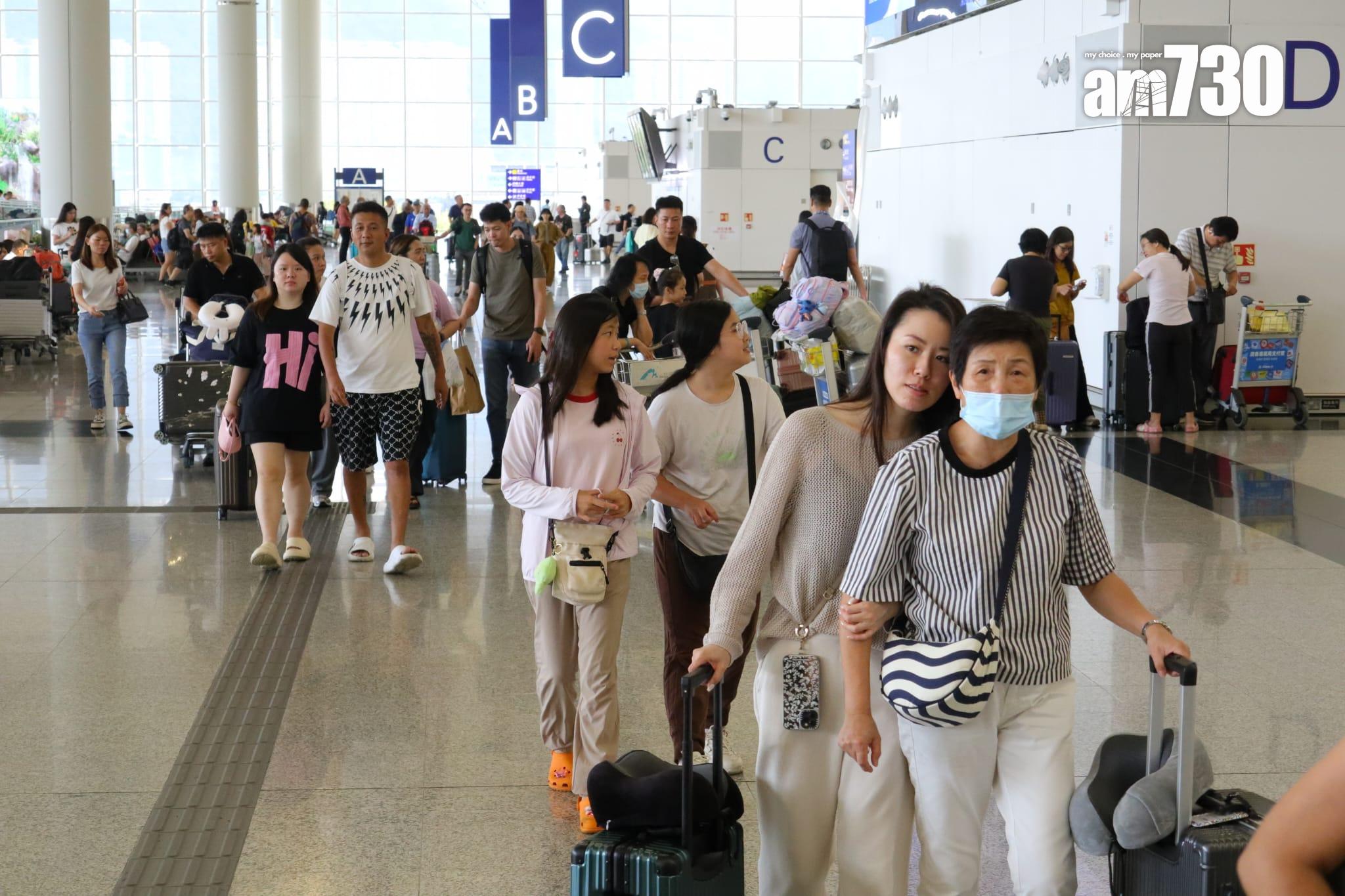 摩羯颱風金鐘站及機場情況。(鍾式明攝)