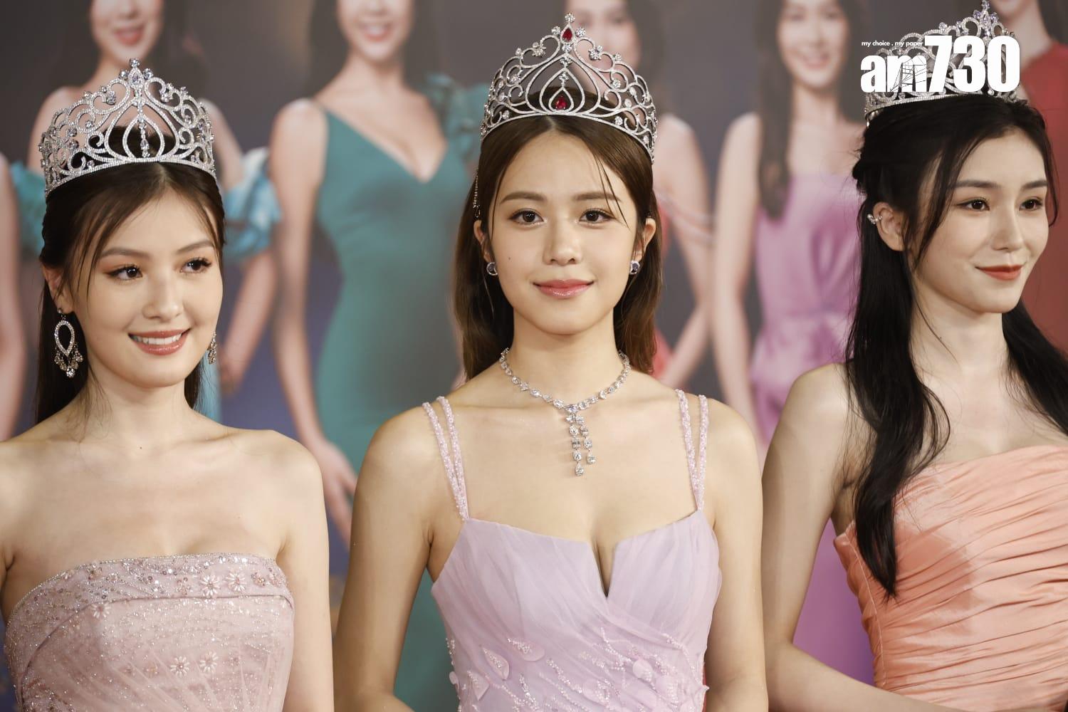 香港小姐2024紅地毯直擊!上屆得獎佳麗亞軍王怡然、冠軍莊子璇及季軍王敏慈。(林俊源攝)