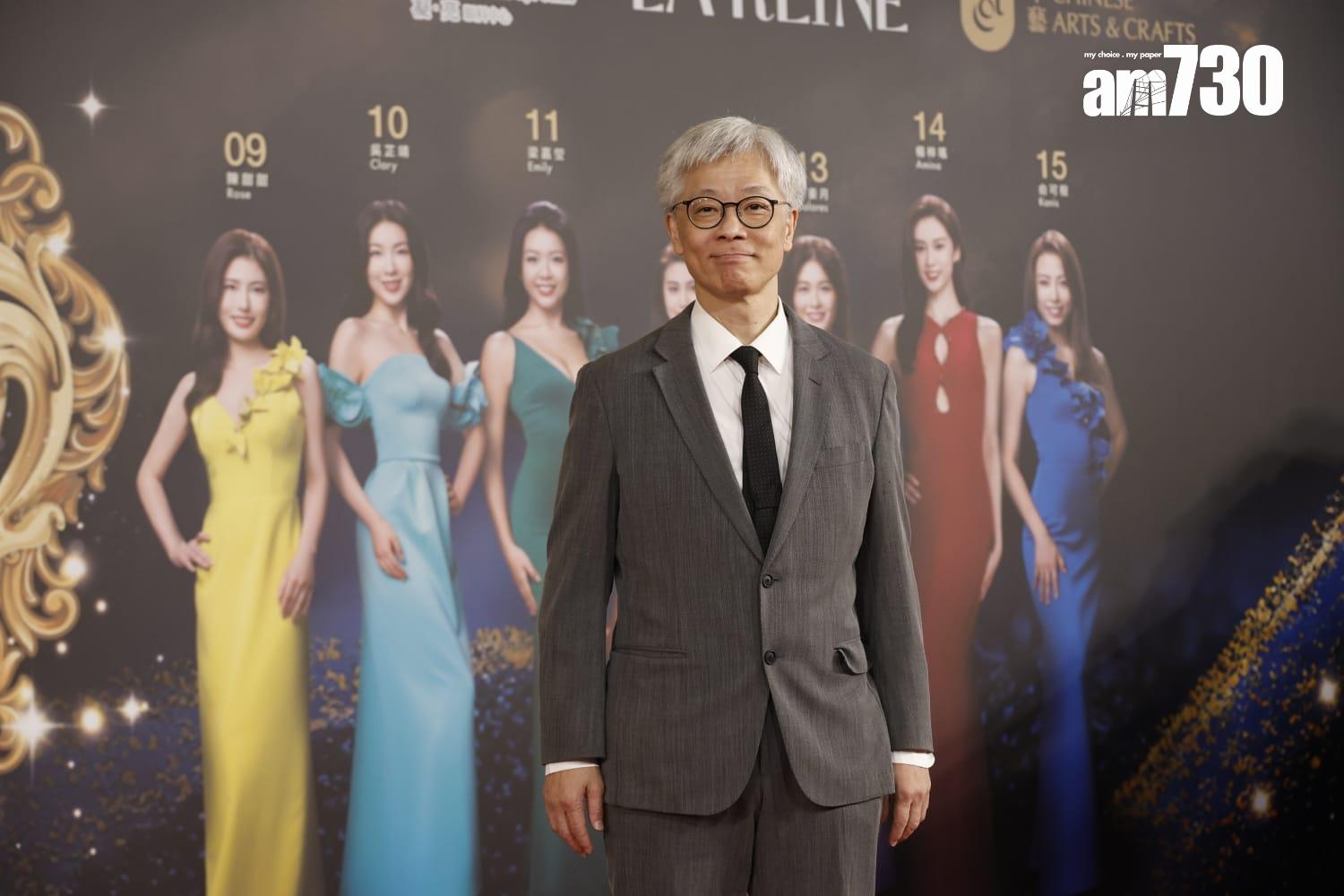 《2024香港小姐競選決賽》紅地毯現場,無綫高層蕭世和。(蘇文傑攝)