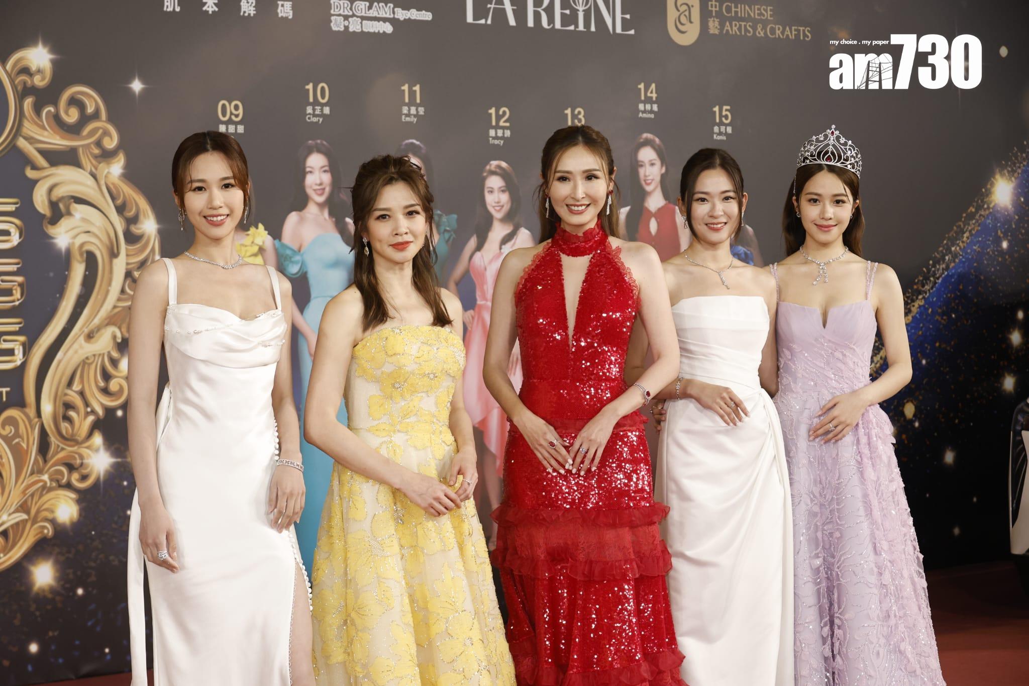 司儀團隊現身,分別何沛珈、麥美恩、陳貝兒、陳懿德及莊子璇。(林俊源攝)