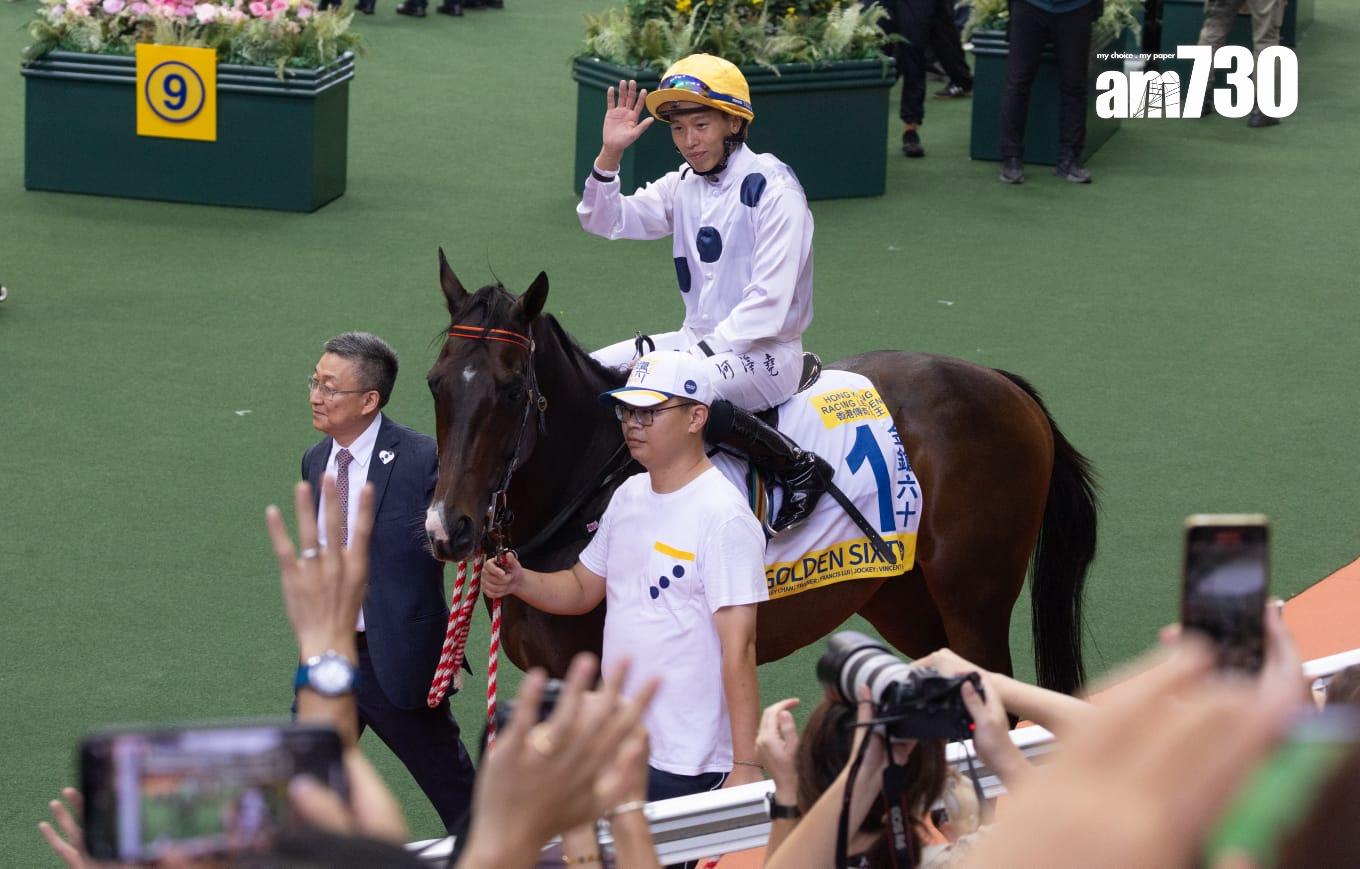 香港馬王金鎗六十現身沙田馬場 光榮退役與港人告別 (蘇文傑攝)